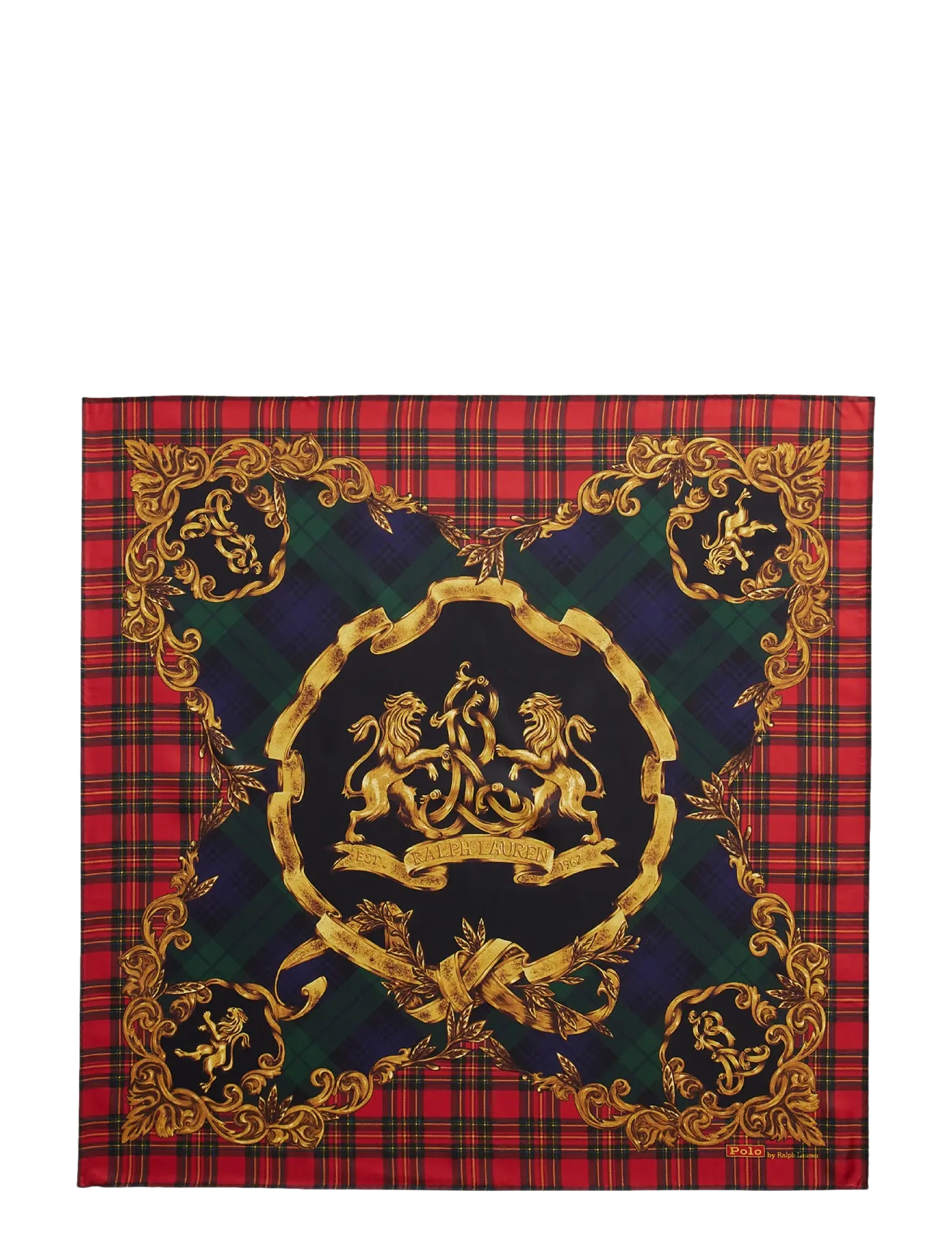 Polo Ralph Lauren - Crest Silk Twill Square Scarf - red/gold multi - 1