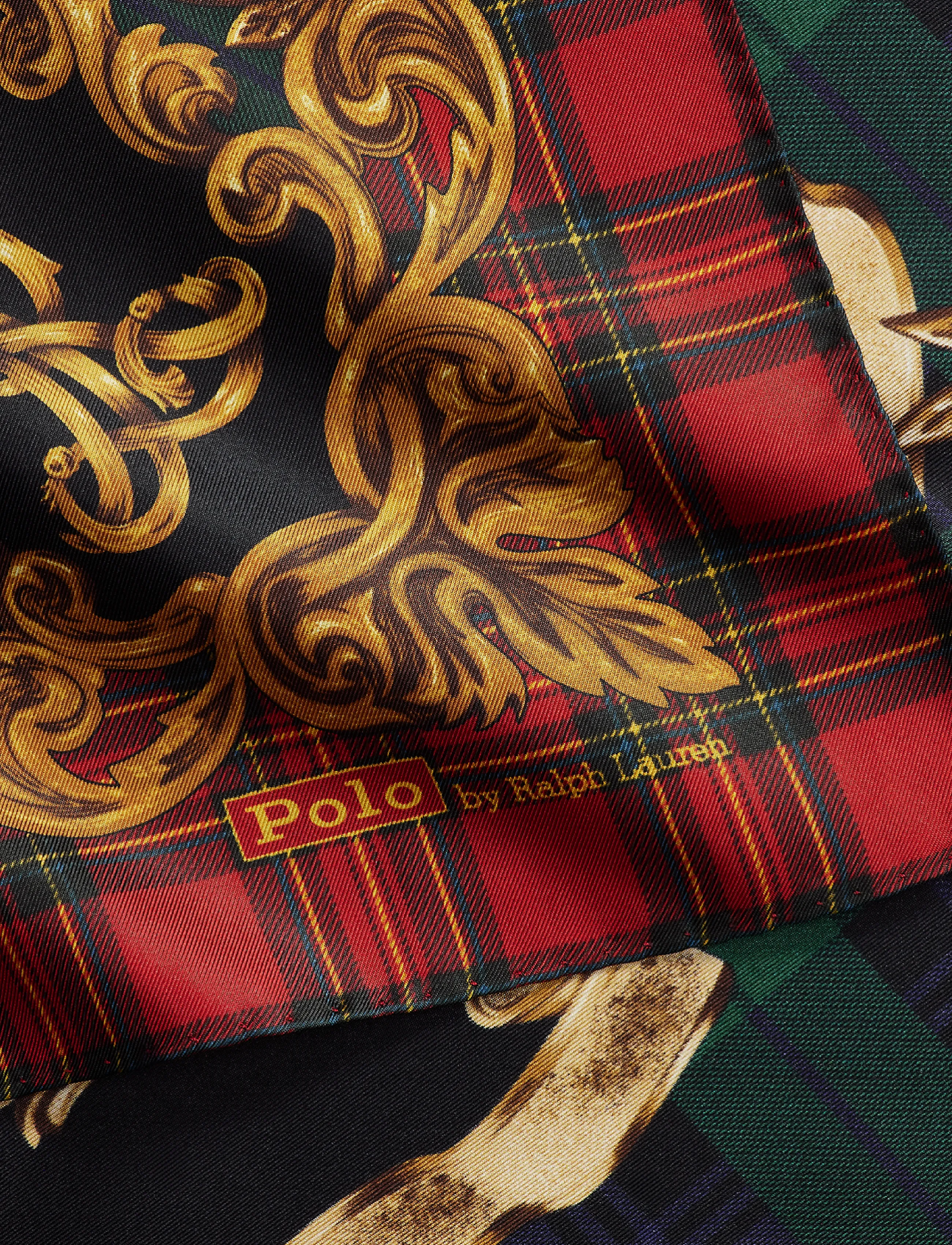 Polo Ralph Lauren - Crest Silk Twill Square Scarf - red/gold multi - 2
