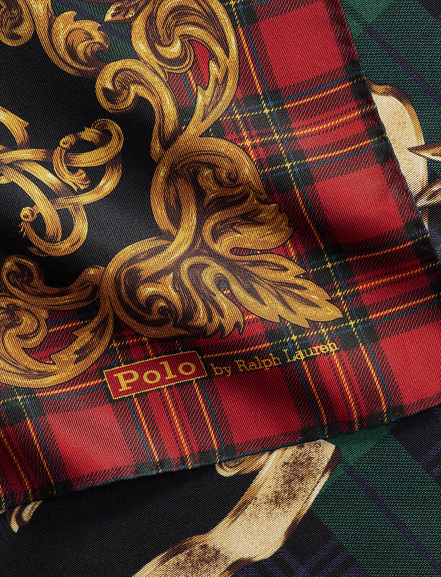 Polo Ralph Lauren - Crest Silk Twill Square Scarf - red/gold multi - 2