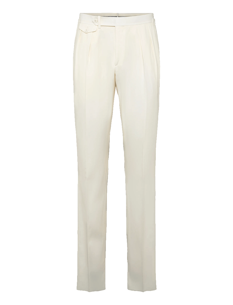 Polo Ralph Lauren - Pleated Wool Barathea Trouser - pidulikud püksid - cream - 1