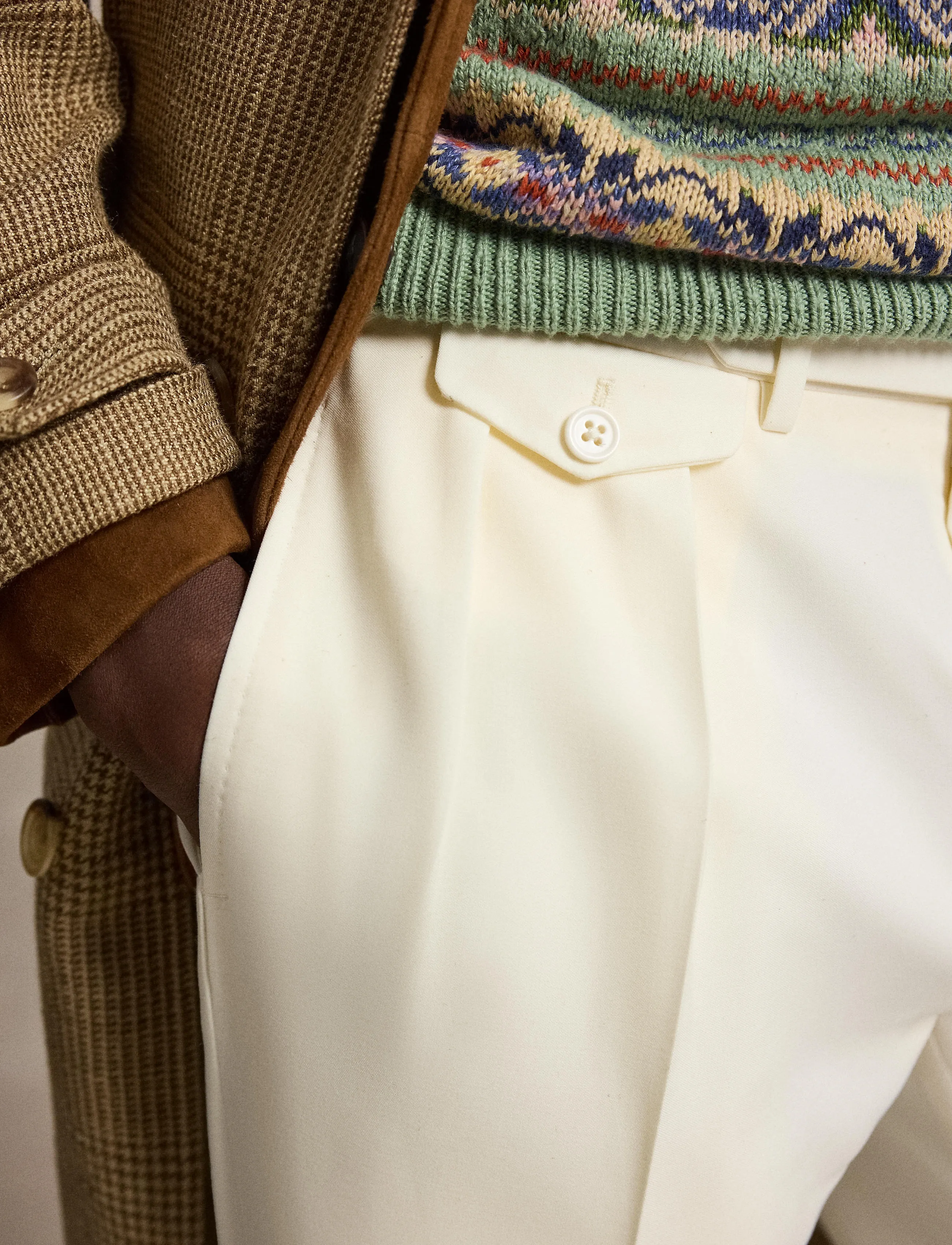 Polo Ralph Lauren - Pleated Wool Barathea Trouser - formell - cream - 5