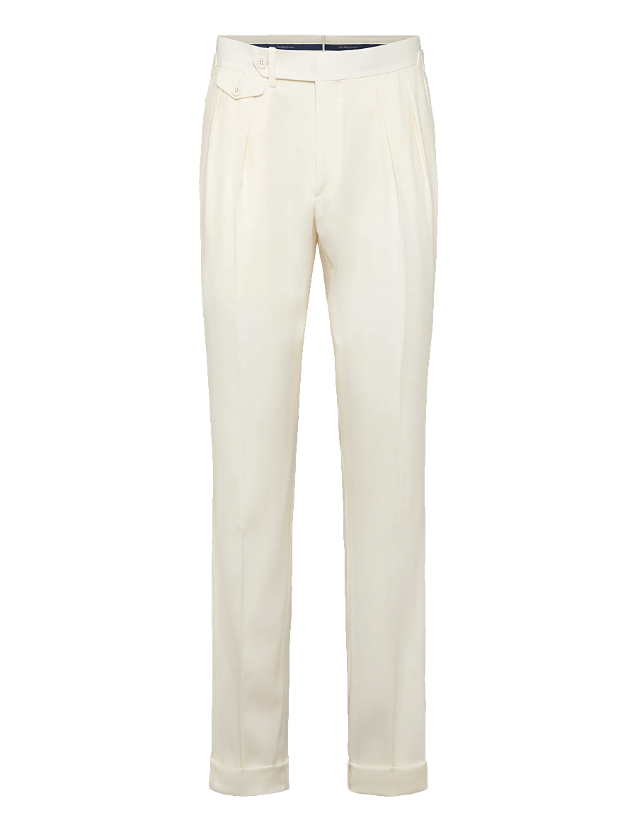 Polo Ralph Lauren - Pleated Wool Barathea Trouser - pidulikud püksid - cream - 3