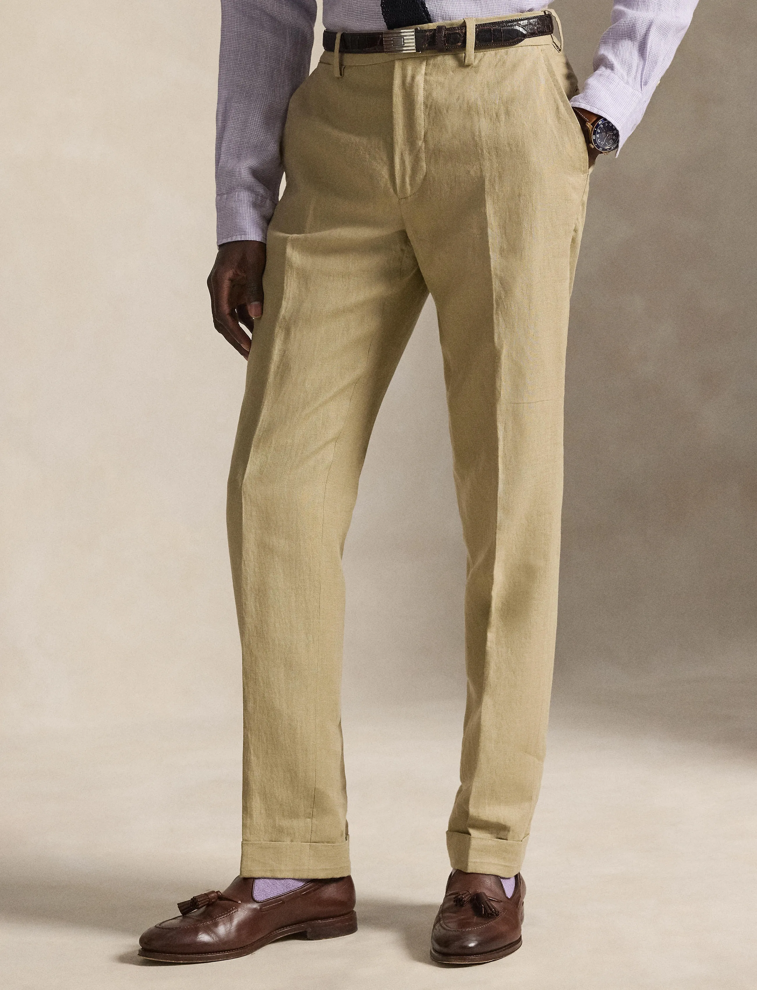 Polo Ralph Lauren Linen Suit Trouser, Mænd, Hør Habitbukser, Beige, Str: 32 x 32