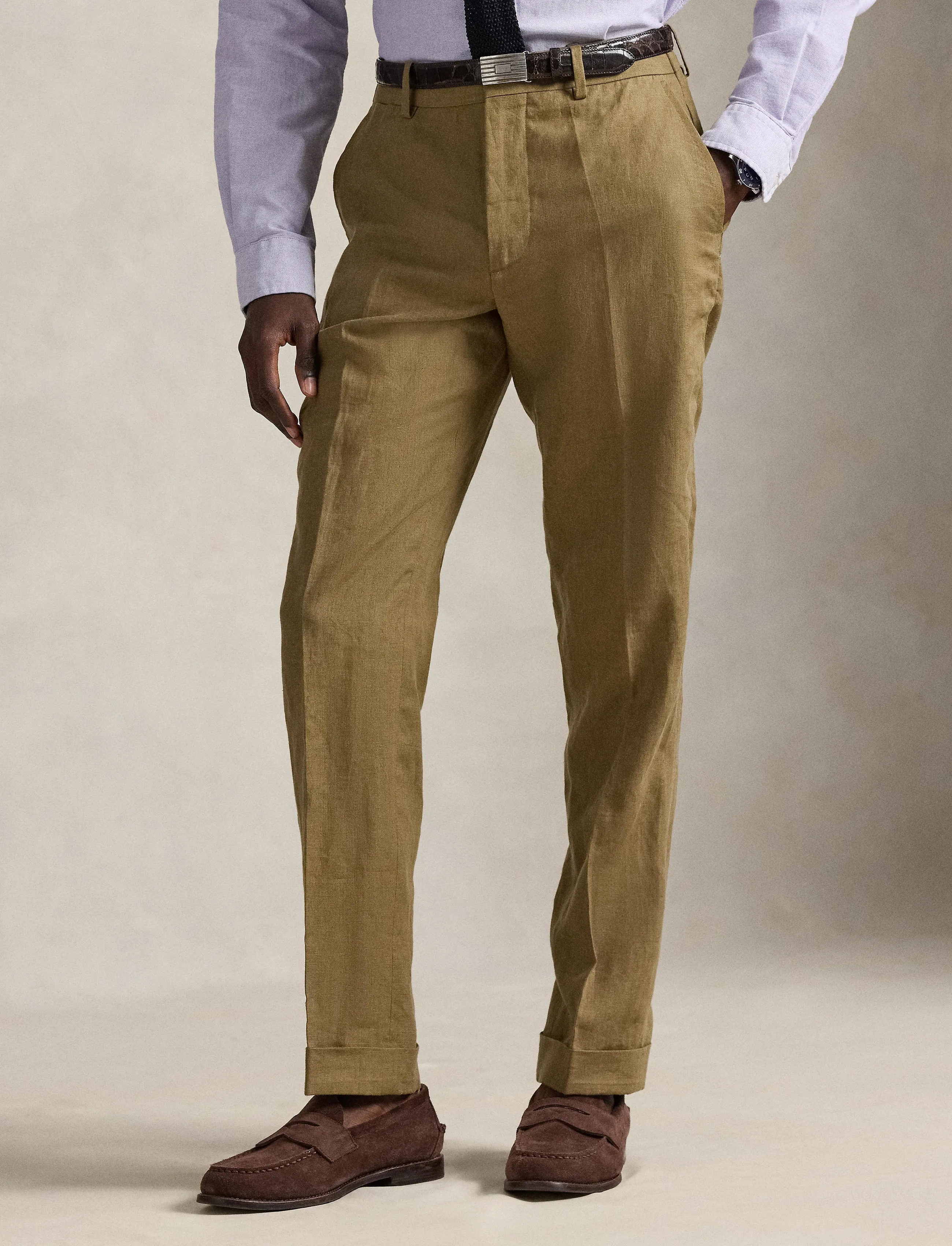 Polo Ralph Lauren Linen Suit Trouser, Mænd, Hør Habitbukser, Brun, Str: 32 x 32