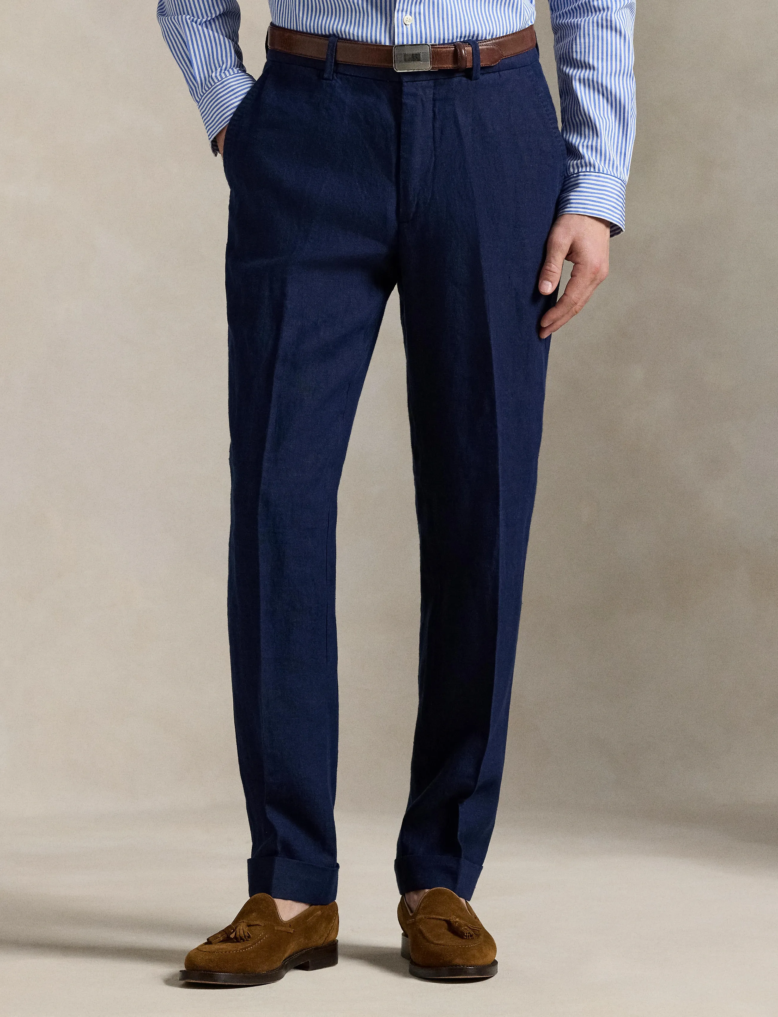 Polo Ralph Lauren Linen Suit Trouser, Mænd, Hør Habitbukser, Navy, Str: 30 x 32