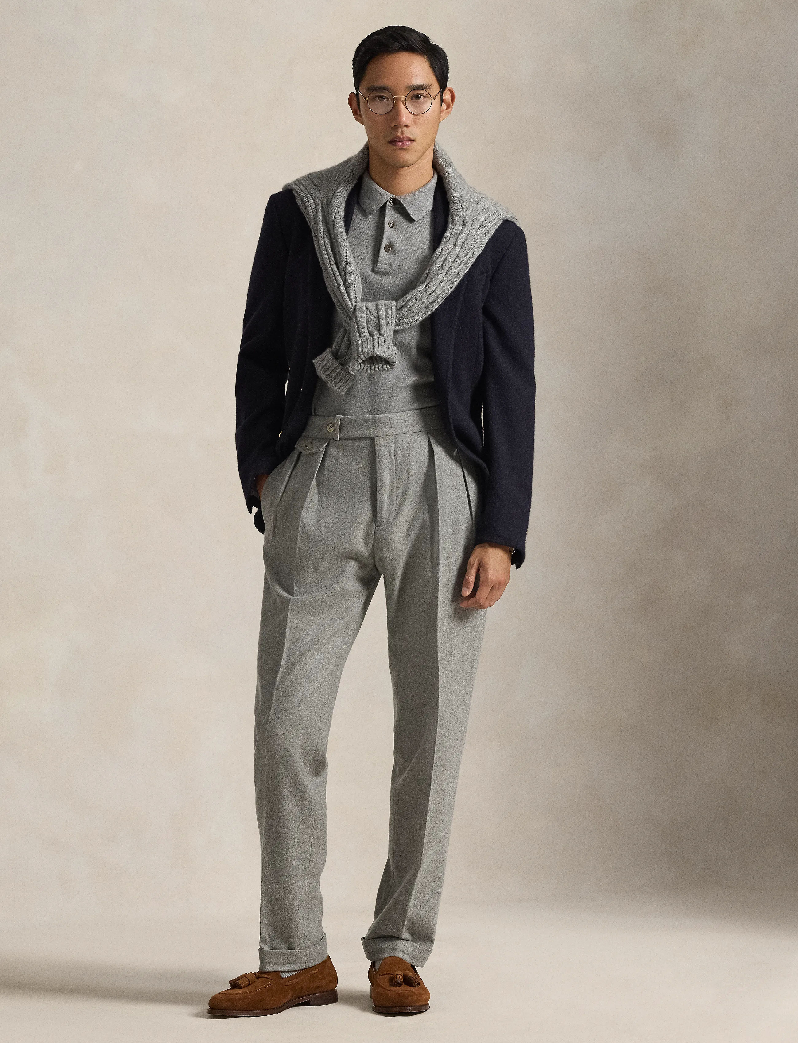 Polo Ralph Lauren Wool Flannel-P2P, 36 x 33, Trousers, Grau - Formal, Männerswear