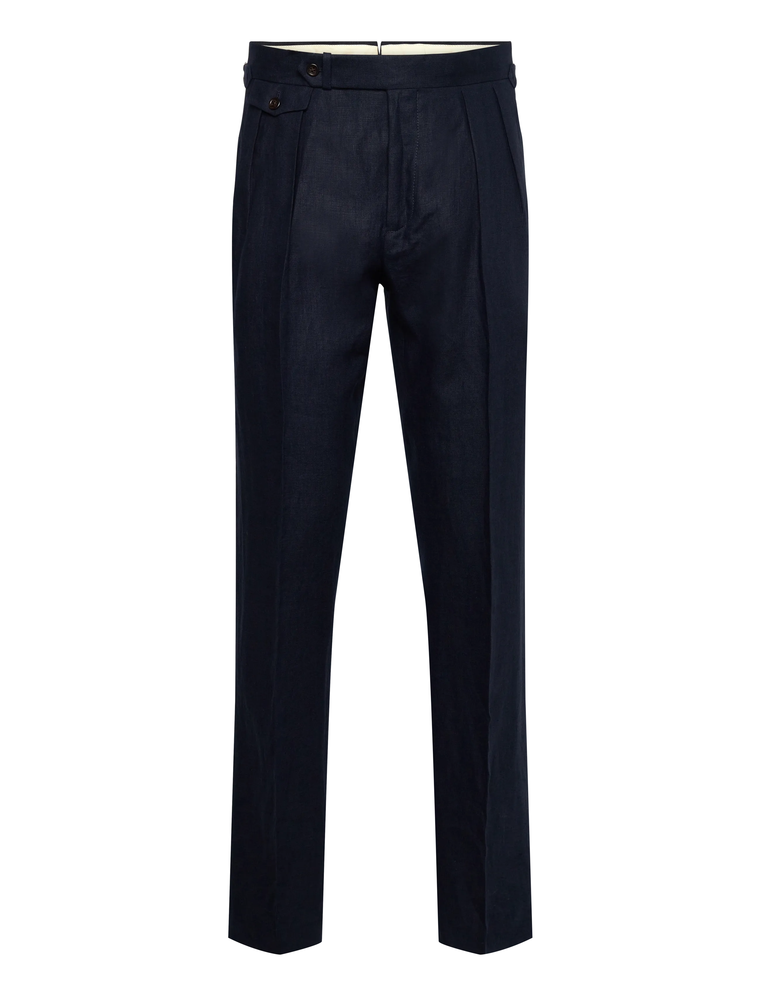Polo Ralph Lauren - Pleated Linen Trouser - lniane spodnie garniturowe - dark navy - 0