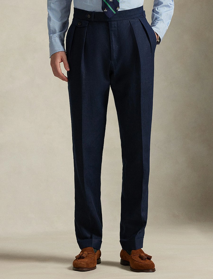 Polo Ralph Lauren - Pleated Linen Trouser - vabaajapüksid - dark navy - 0