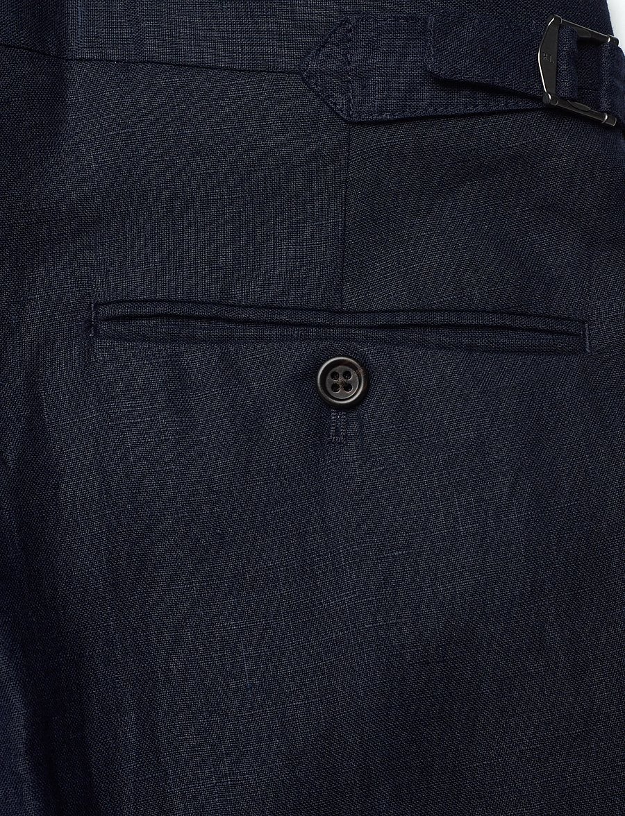 Polo Ralph Lauren - Pleated Linen Trouser - lniane spodnie garniturowe - dark navy - 4