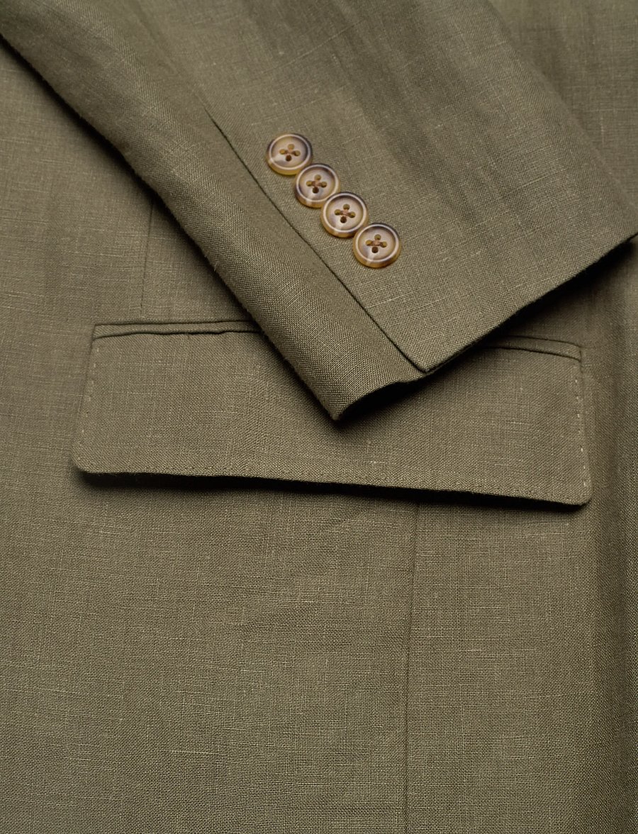 Polo Ralph Lauren - Polo Soft Modern Fit Linen Suit Jacket - Ühe rinnatisega pintsakud - basic olive - 3