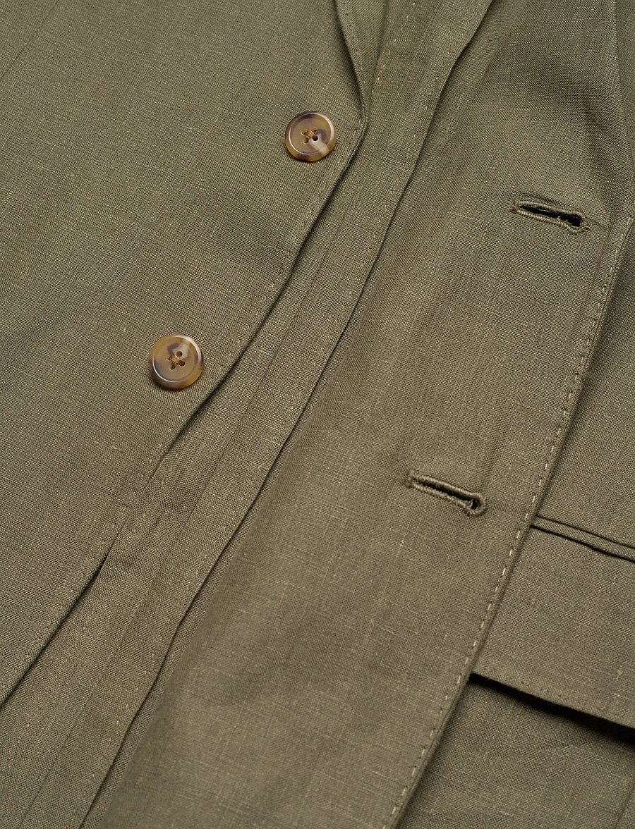 Polo Ralph Lauren - Polo Soft Modern Fit Linen Suit Jacket - Ühe rinnatisega pintsakud - basic olive - 4