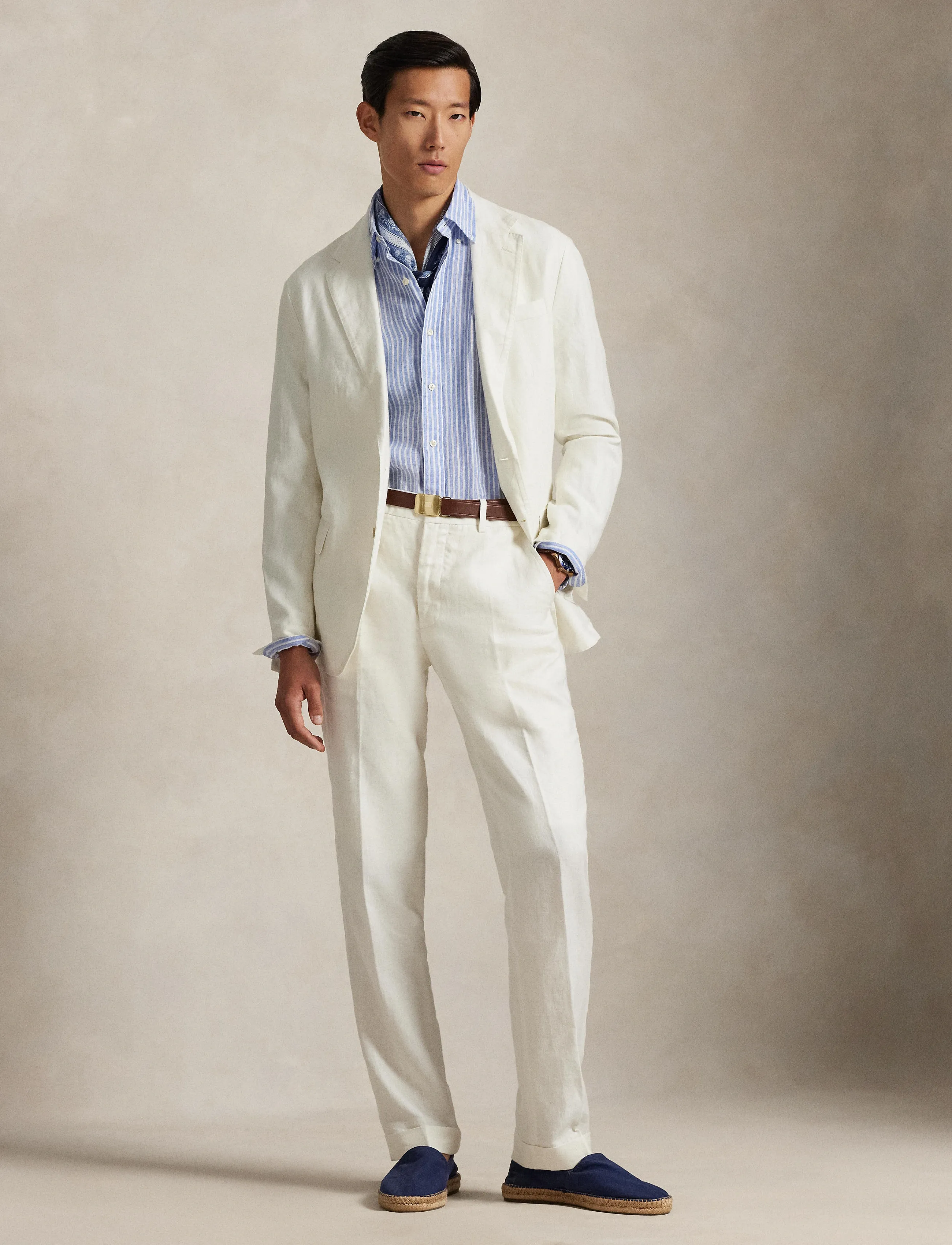Polo Ralph Lauren Polo Soft Modern Fit Linen Suit Jacket, Mænd, Hør Blazer, Cream, Str: 54