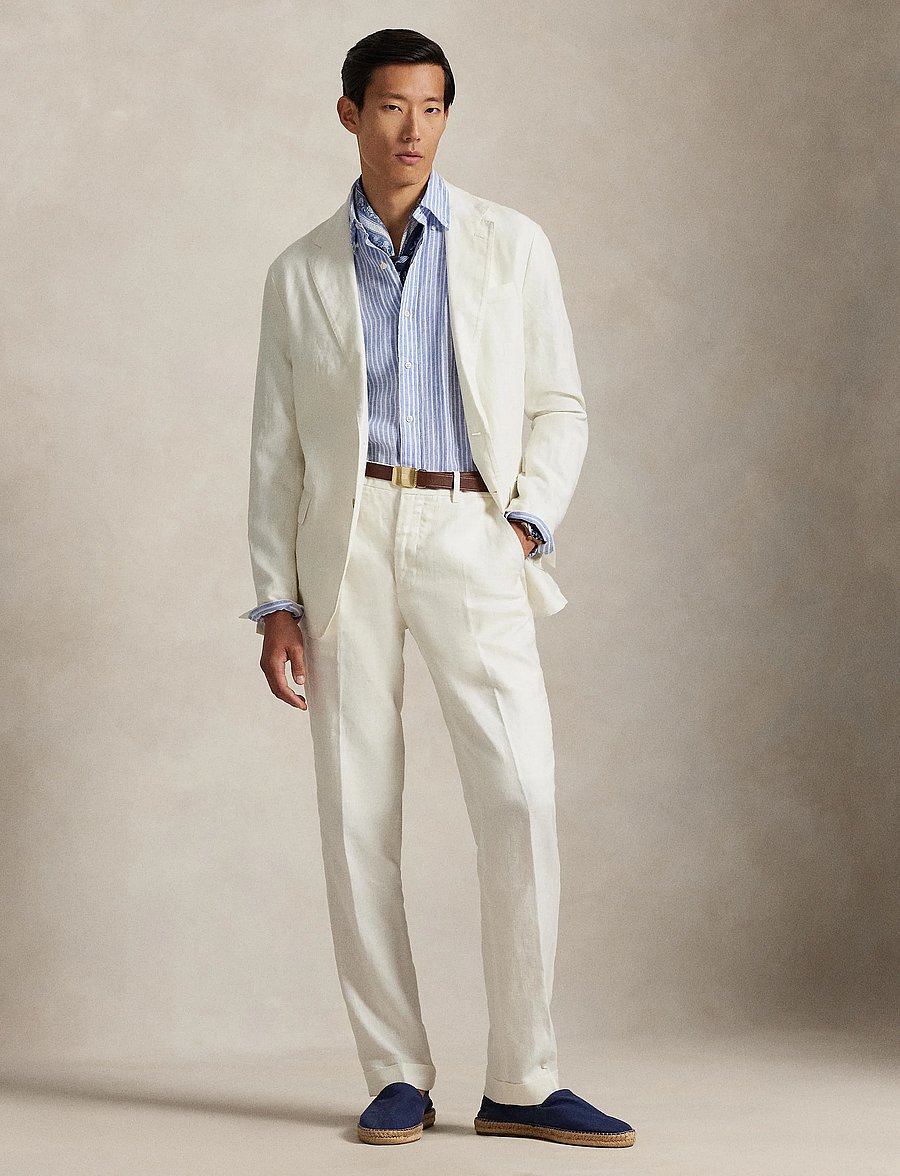 Polo Ralph Lauren - Polo Soft Modern Fit Linen Suit Jacket - vienaeiliai švarkai - cream - 0