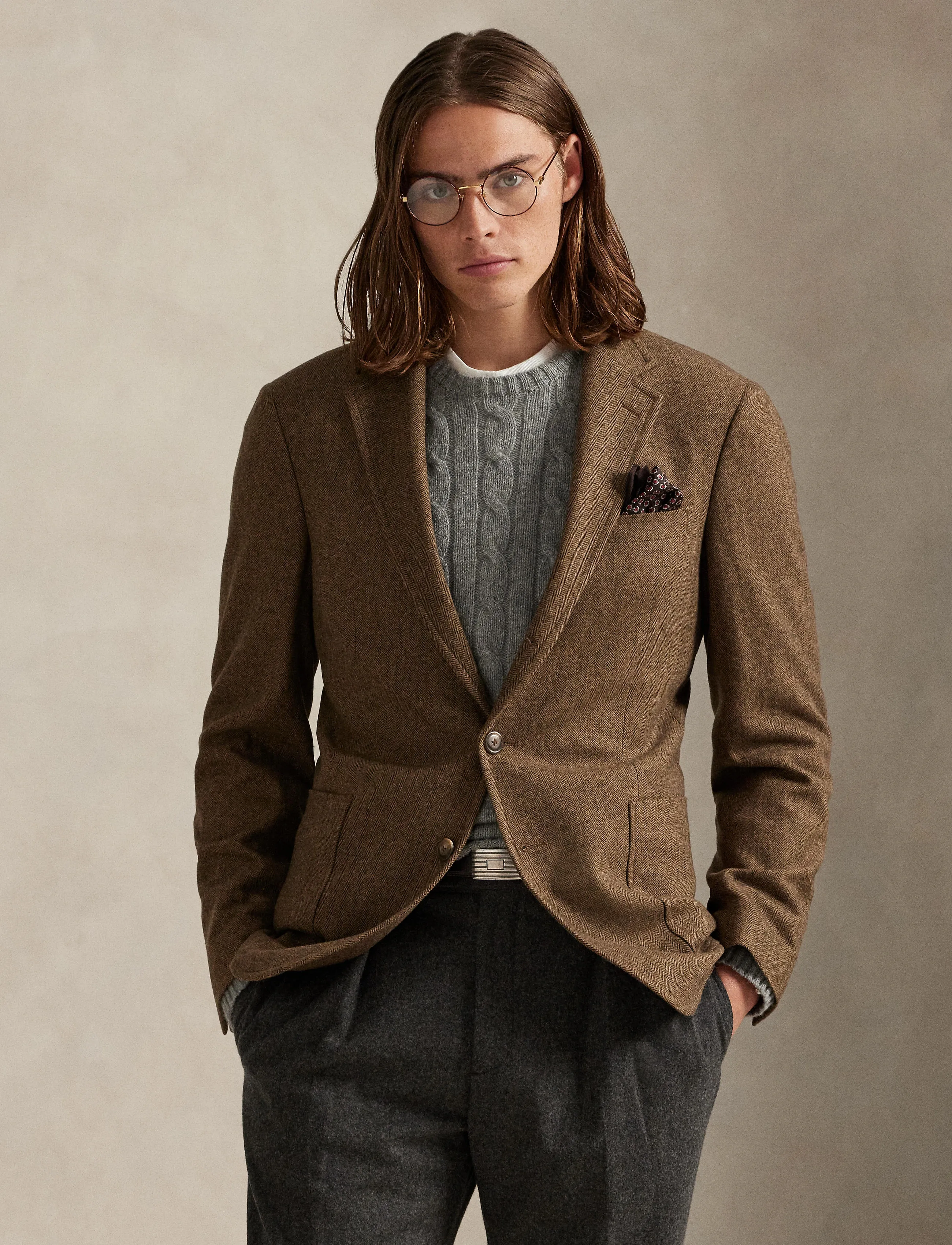 Polo Ralph Lauren Modern Fit Herringbone Sport Coat, 50, Blazer, Braun - Single Breasted Männerswear