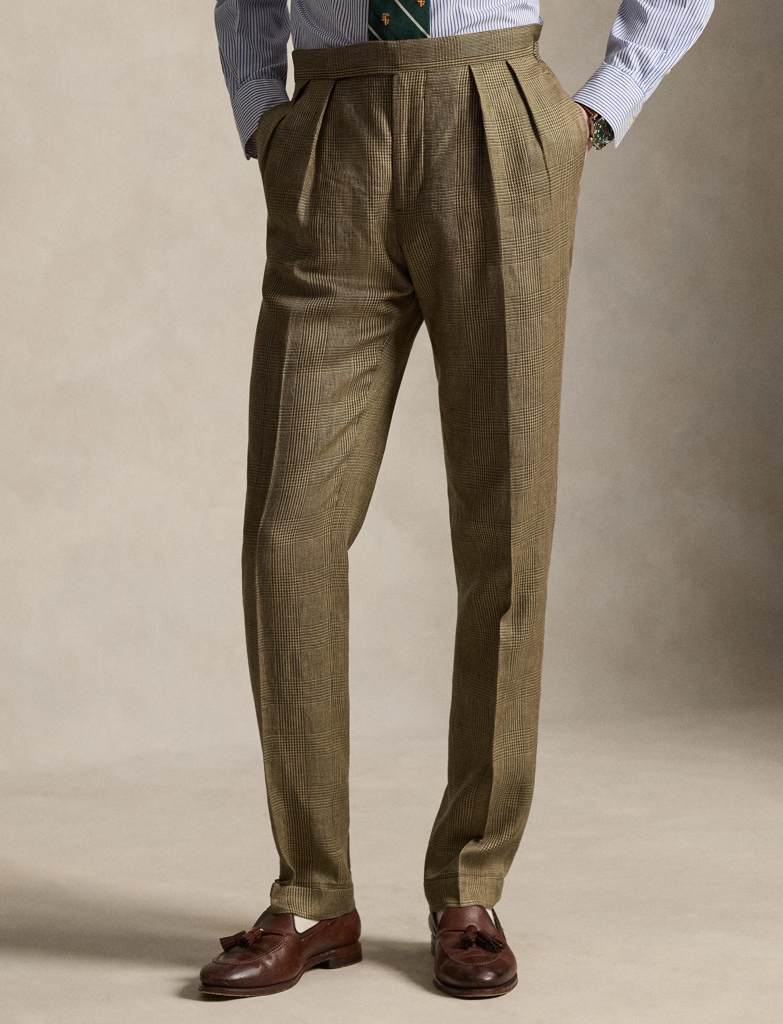 Polo Ralph Lauren Glen Plaid Twill Suit Trouser, 38 x 32, Brown, Bukser > Formelle Bukser, Herre