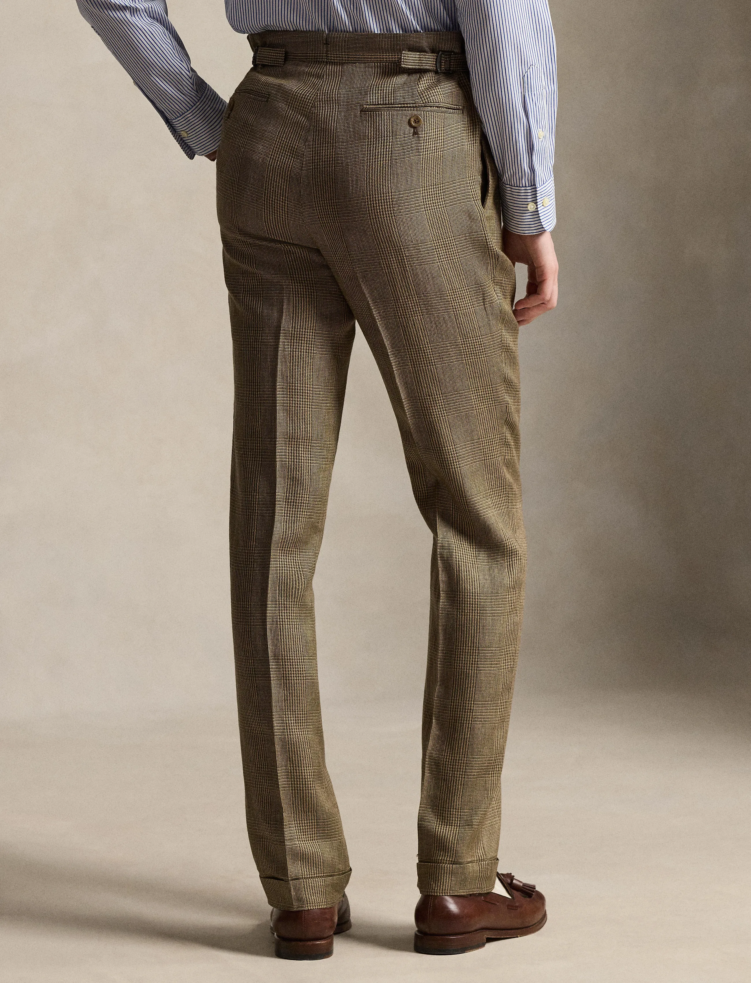 Polo Ralph Lauren - Glen Plaid Twill Suit Trouser - lniane spodnie garniturowe - sage multi - 3