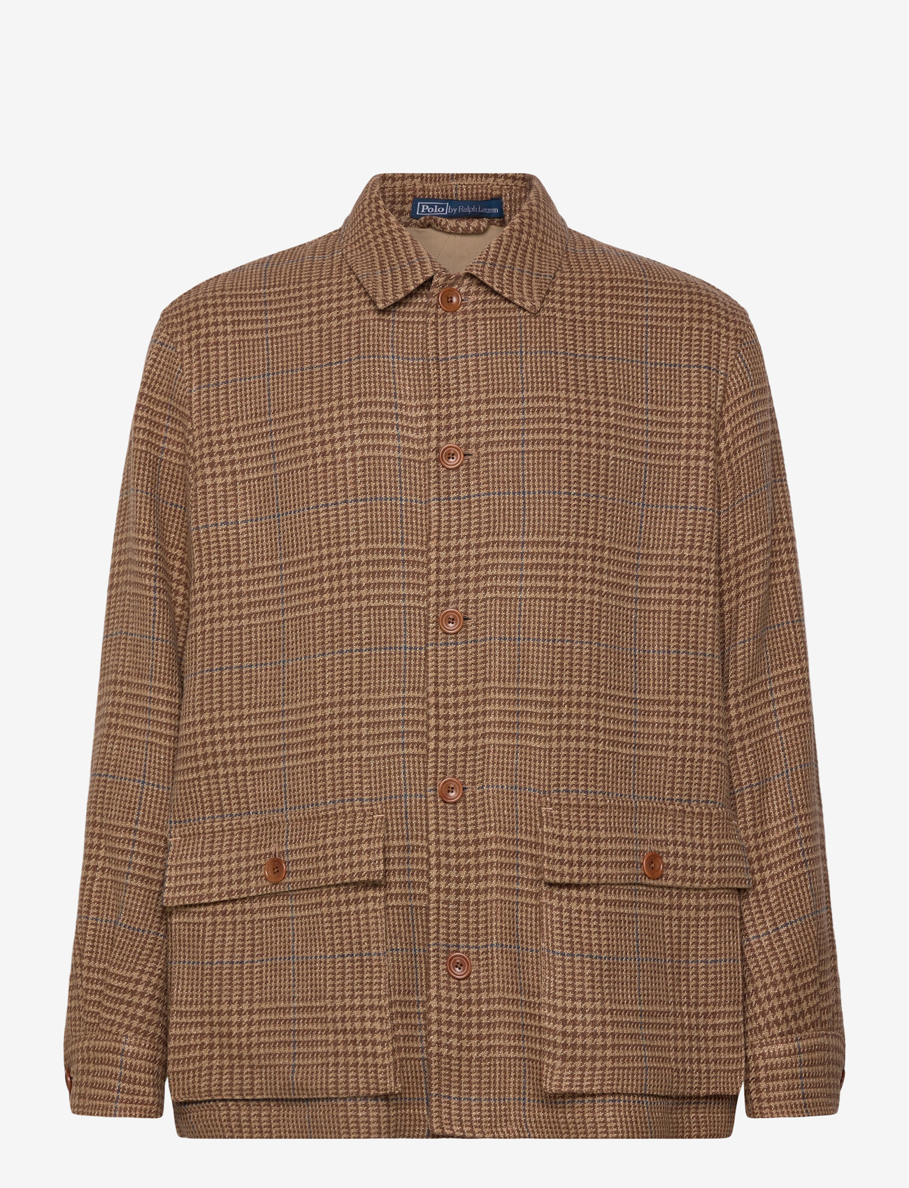 Polo Ralph Lauren - Tailored Fit Overcheck Glen Plaid Jacket - villased jakid - camel/brown w blu - 0