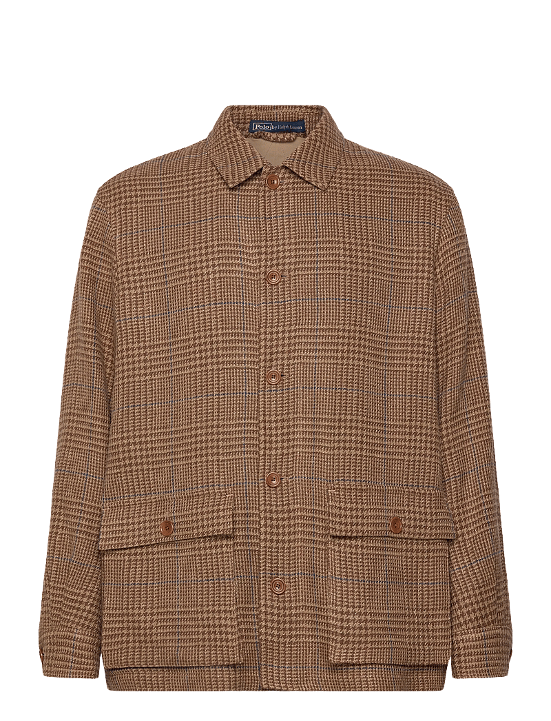 Polo Ralph Lauren - Tailored Fit Overcheck Glen Plaid Jacket - villased jakid - camel/brown w blu - 0