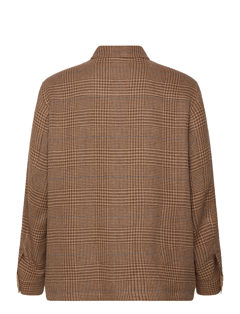 Polo Ralph Lauren - Tailored Fit Overcheck Glen Plaid Jacket - villased jakid - camel/brown w blu - 1