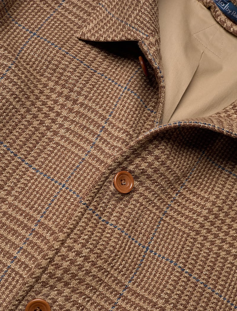 Polo Ralph Lauren - Tailored Fit Overcheck Glen Plaid Jacket - villased jakid - camel/brown w blu - 2