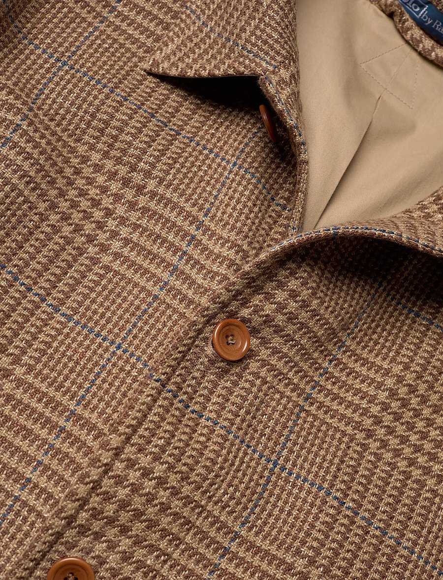 Polo Ralph Lauren - Tailored Fit Overcheck Glen Plaid Jacket - wolljacken - camel/brown w blu - 4