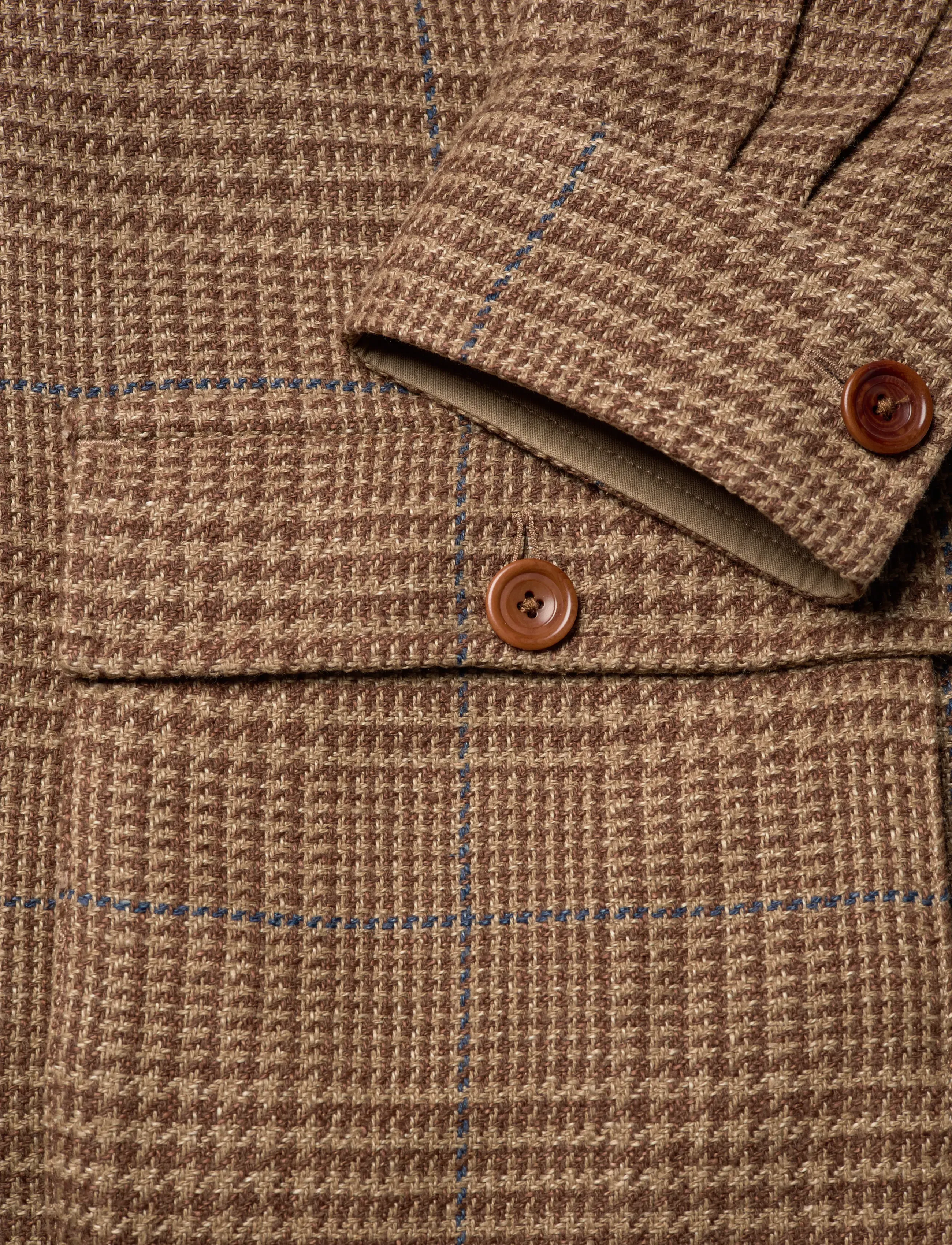 Polo Ralph Lauren - Tailored Fit Overcheck Glen Plaid Jacket - villased jakid - camel/brown w blu - 5