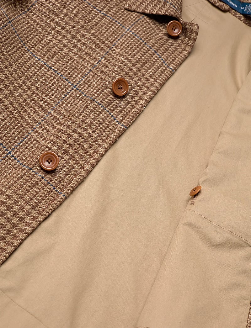 Polo Ralph Lauren - Tailored Fit Overcheck Glen Plaid Jacket - villased jakid - camel/brown w blu - 4