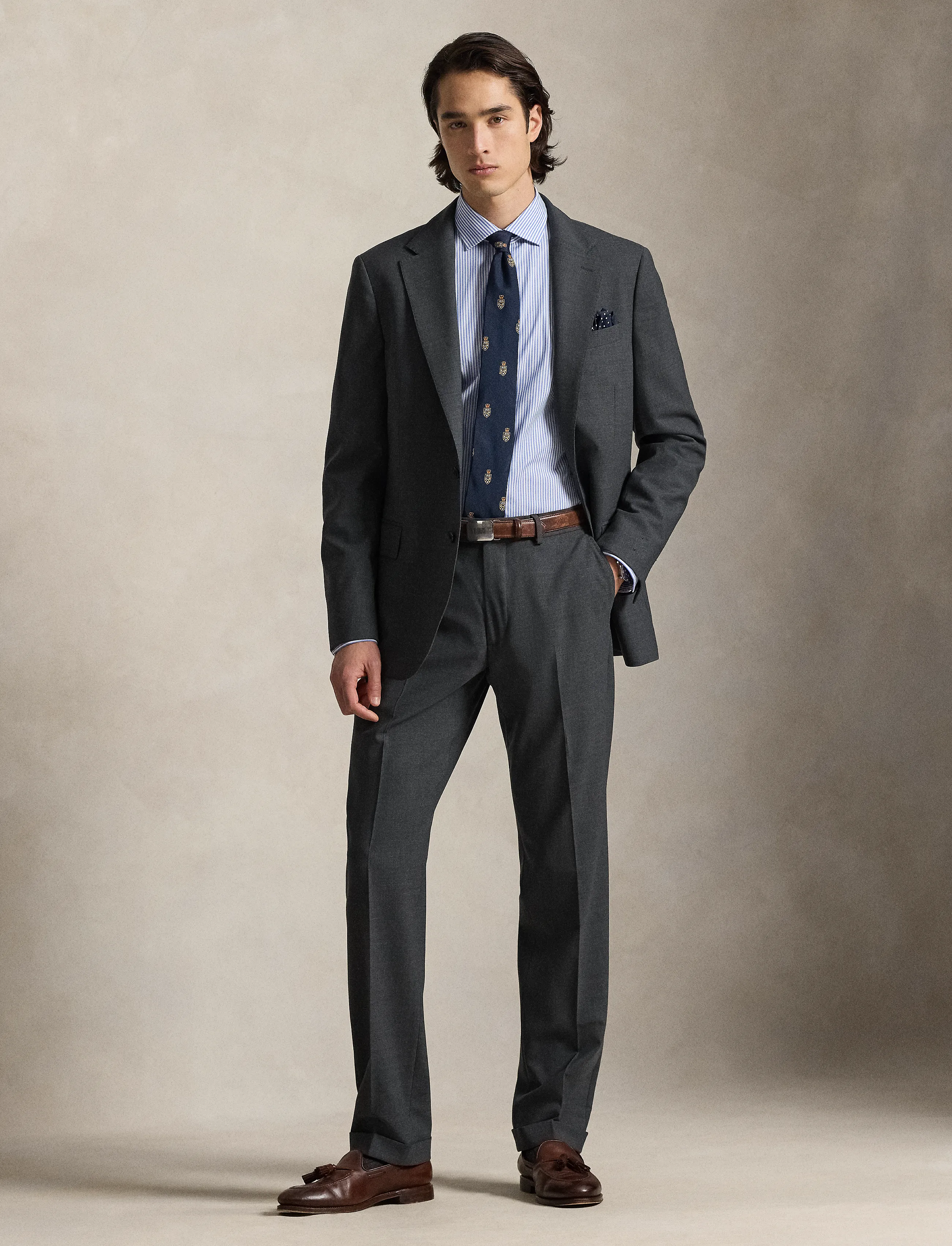 Polo Ralph Lauren Wool-Blend Suit Trouser, 34 x 32, Grey, Bukser > Formelle Bukser, Herre
