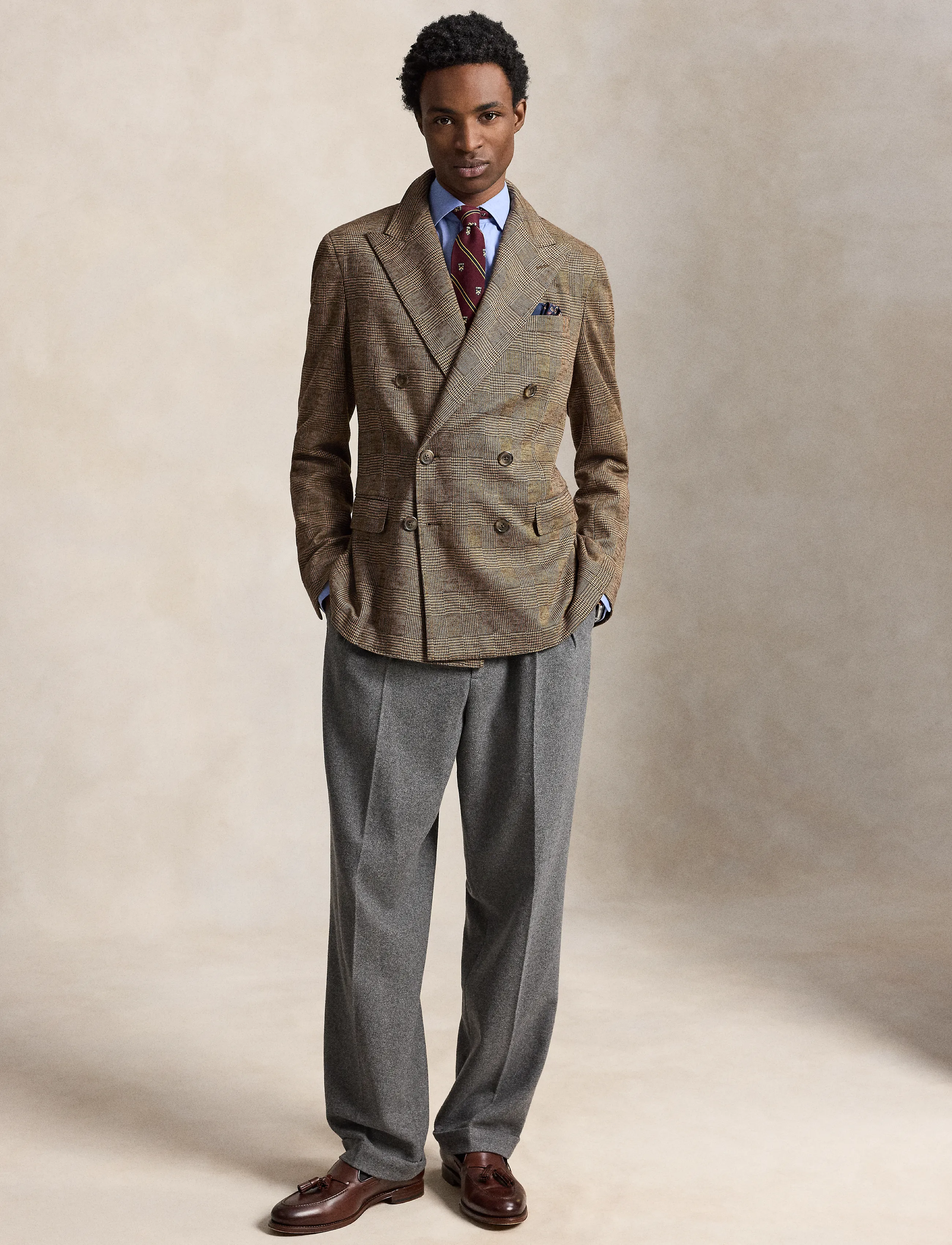 Polo Ralph Lauren Soft Modern Fit Plaid Sport Coat, S, Blazer, Braun - Double Breasted Männerswear