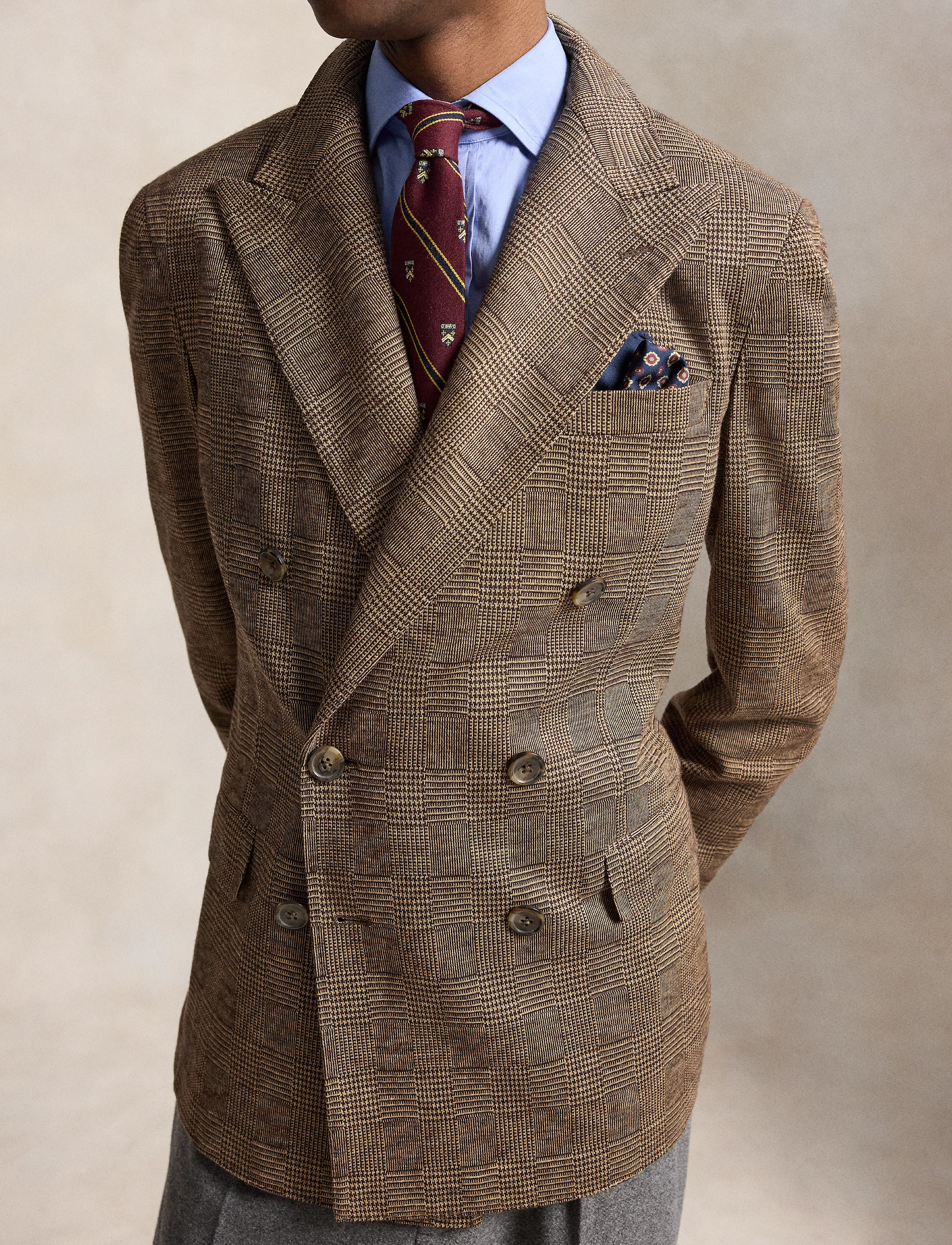 Polo Ralph Lauren - GLENPLAID KNIT-WVN-BLAZER/SPORT COA - tan/brown - 4