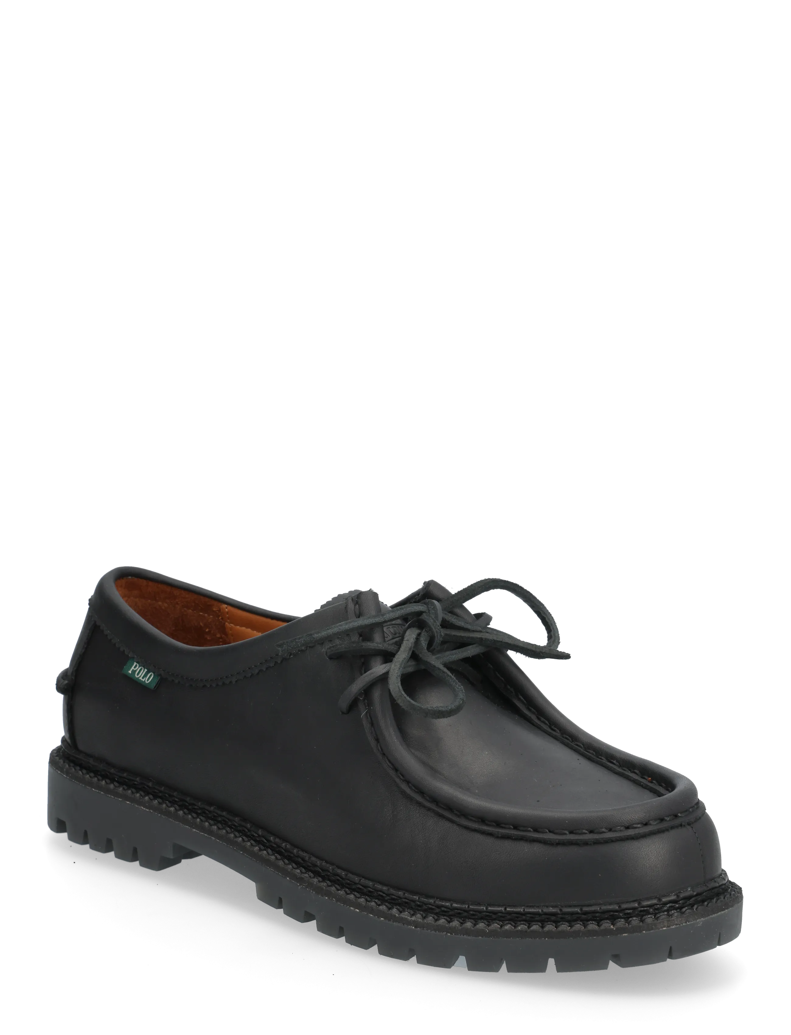 Polo Ralph Lauren Jett Lug-Sole Leather Moc-Toe Shoe, 41, Black, Business > Moc Toes, Herre