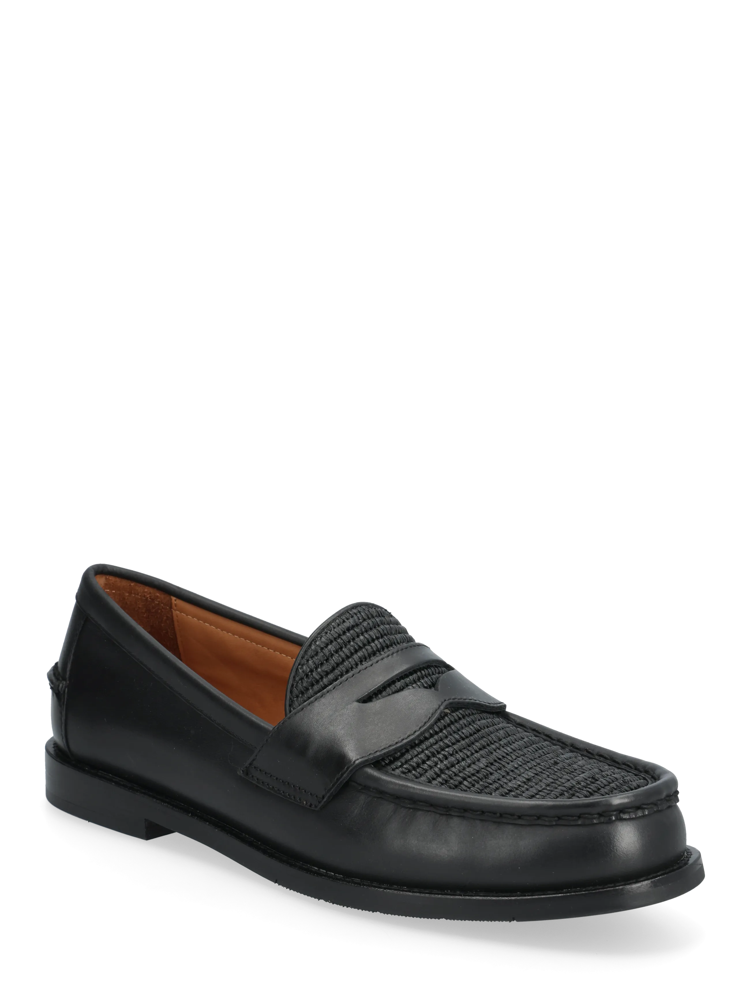 Polo Ralph Lauren Leather/Raffia-Alston Penny-Cs-Lfr, Mænd, Raffia Penny Loafers, Sort, Str: 44