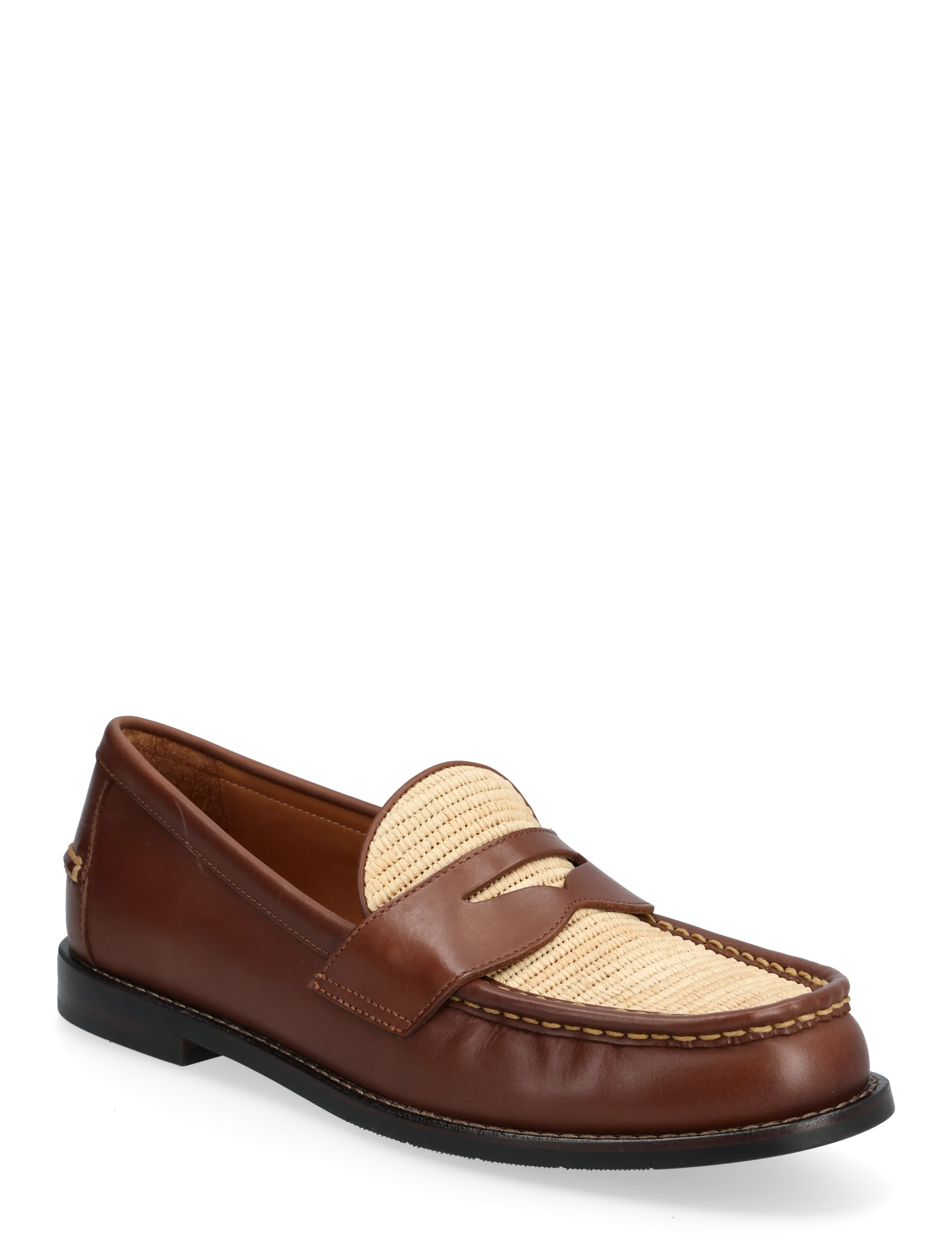 Polo Ralph Lauren Leather/Raffia-Alston Penny-Cs-Lfr, Mænd, Raffia Penny Loafers, Brun, Str: 42