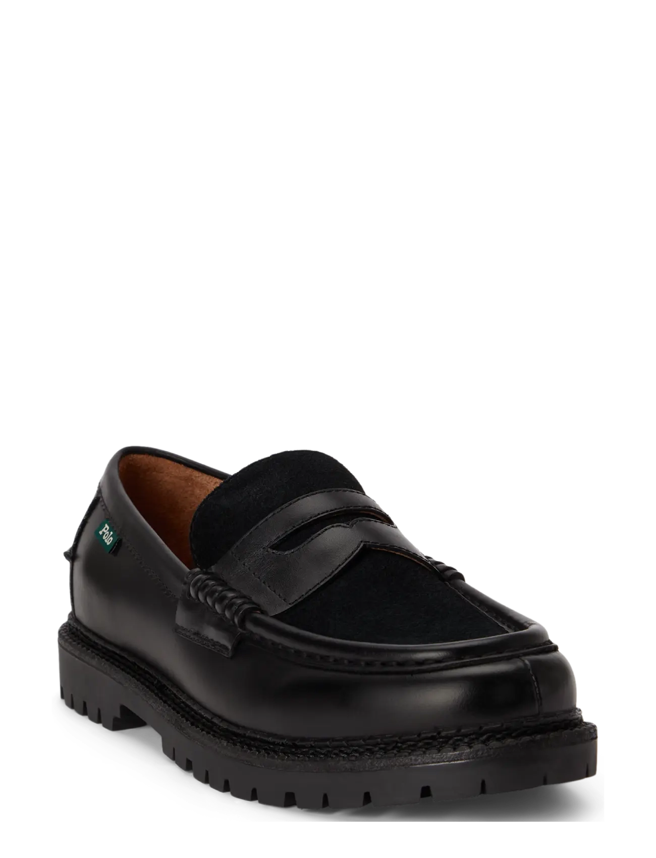 Polo Ralph Lauren Jett Suede-Trim Leather Penny Loafer, 47, Schuhe, Schwarz - Loafers, Männerswear