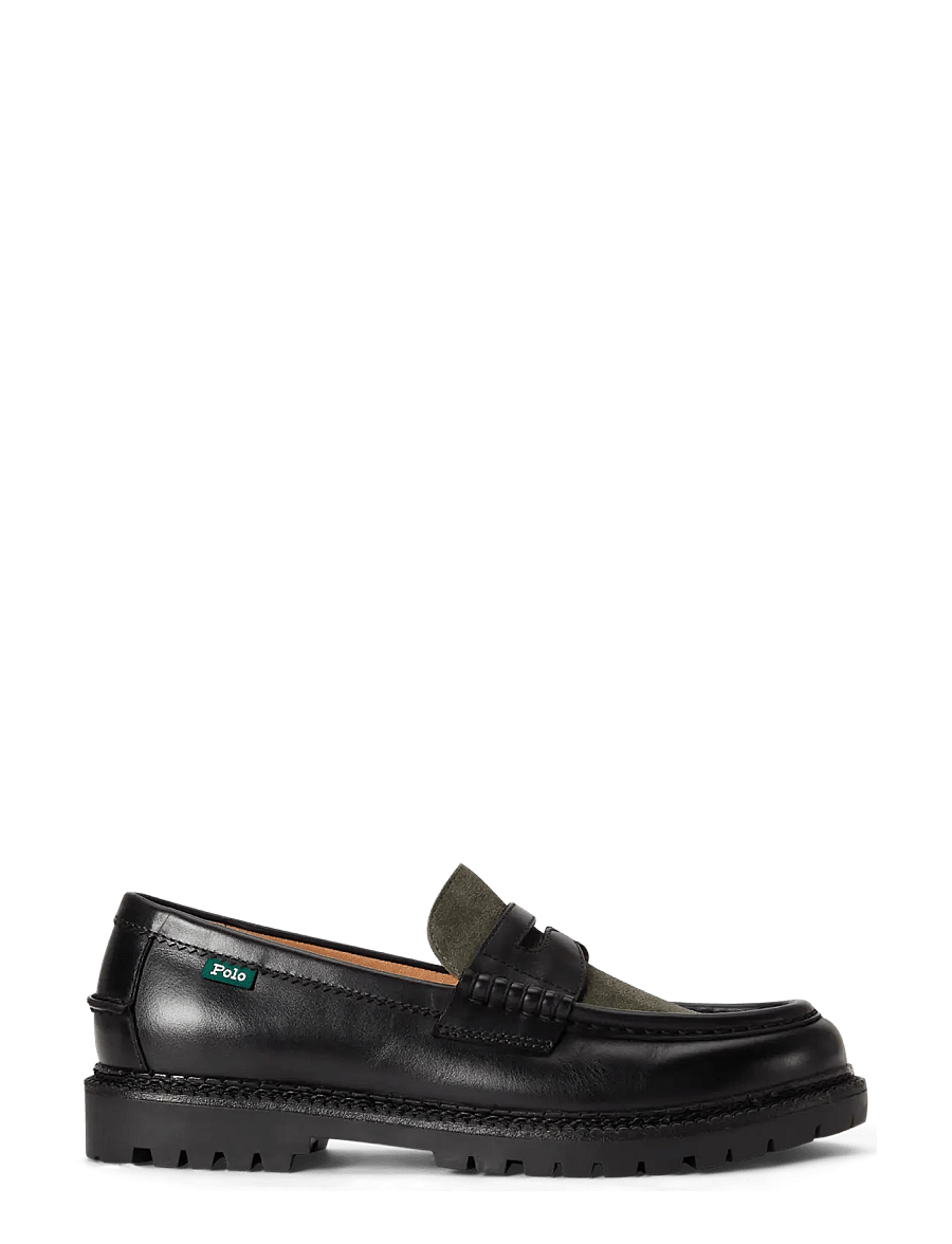 Polo Ralph Lauren - Jett Suede-Trim Leather Penny Loafer - osta olukorra järgi - black/olive - 0