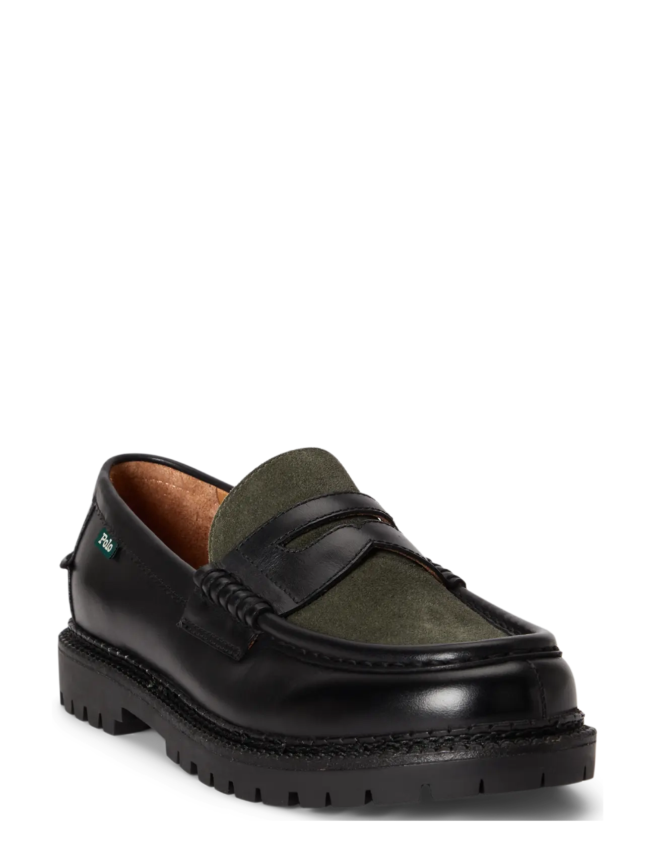 Polo Ralph Lauren - Jett Suede-Trim Leather Penny Loafer - osta olukorra järgi - black/olive - 1