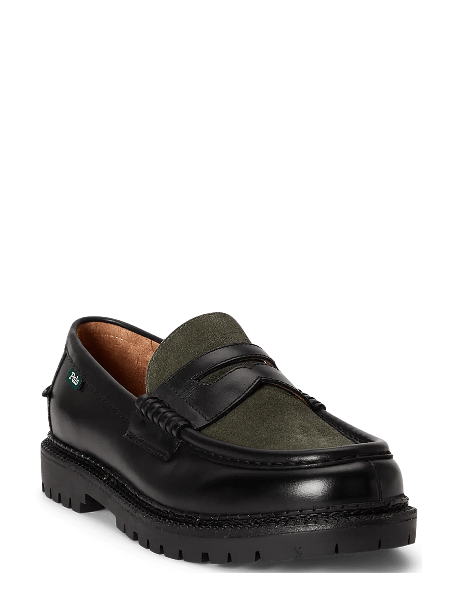 Polo Ralph Lauren - Jett Suede-Trim Leather Penny Loafer - osta olukorra järgi - black/olive - 1