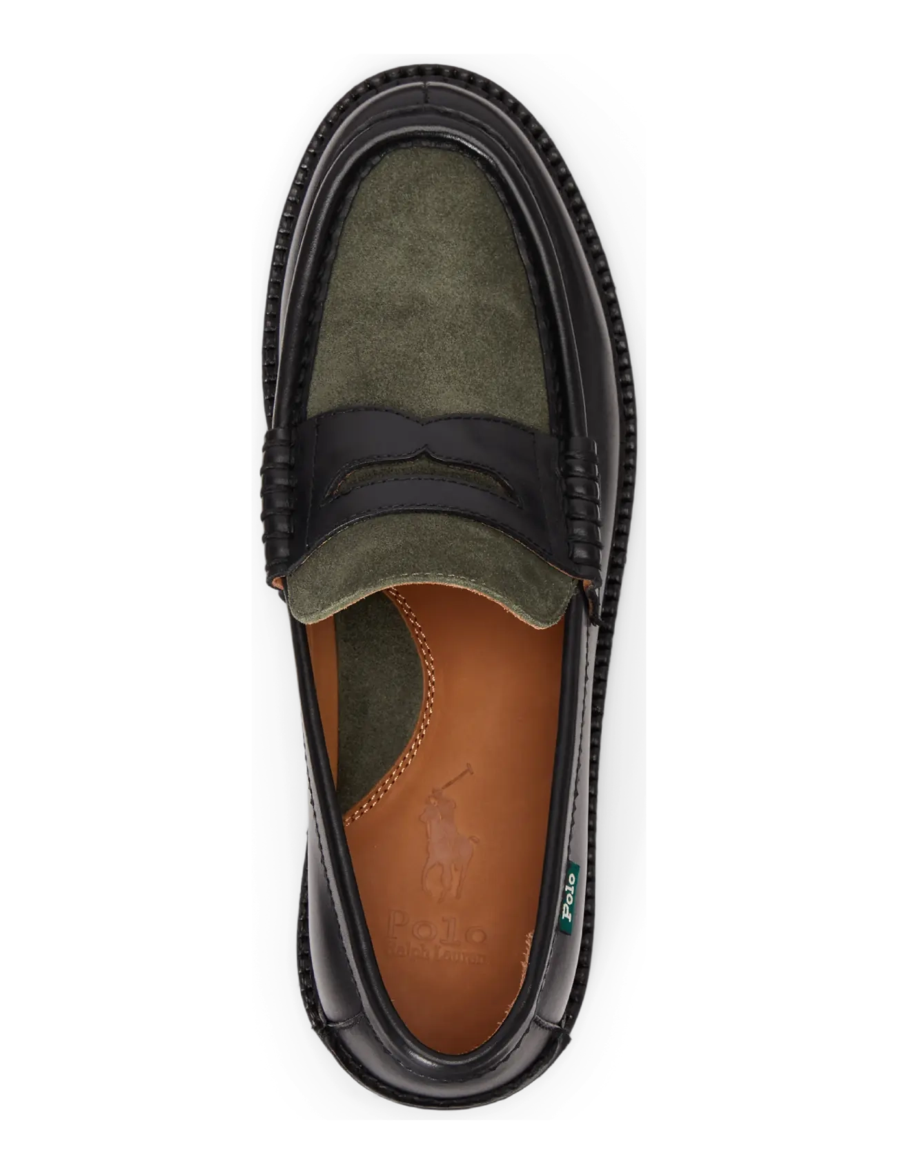 Polo Ralph Lauren - Jett Suede-Trim Leather Penny Loafer - osta olukorra järgi - black/olive - 2
