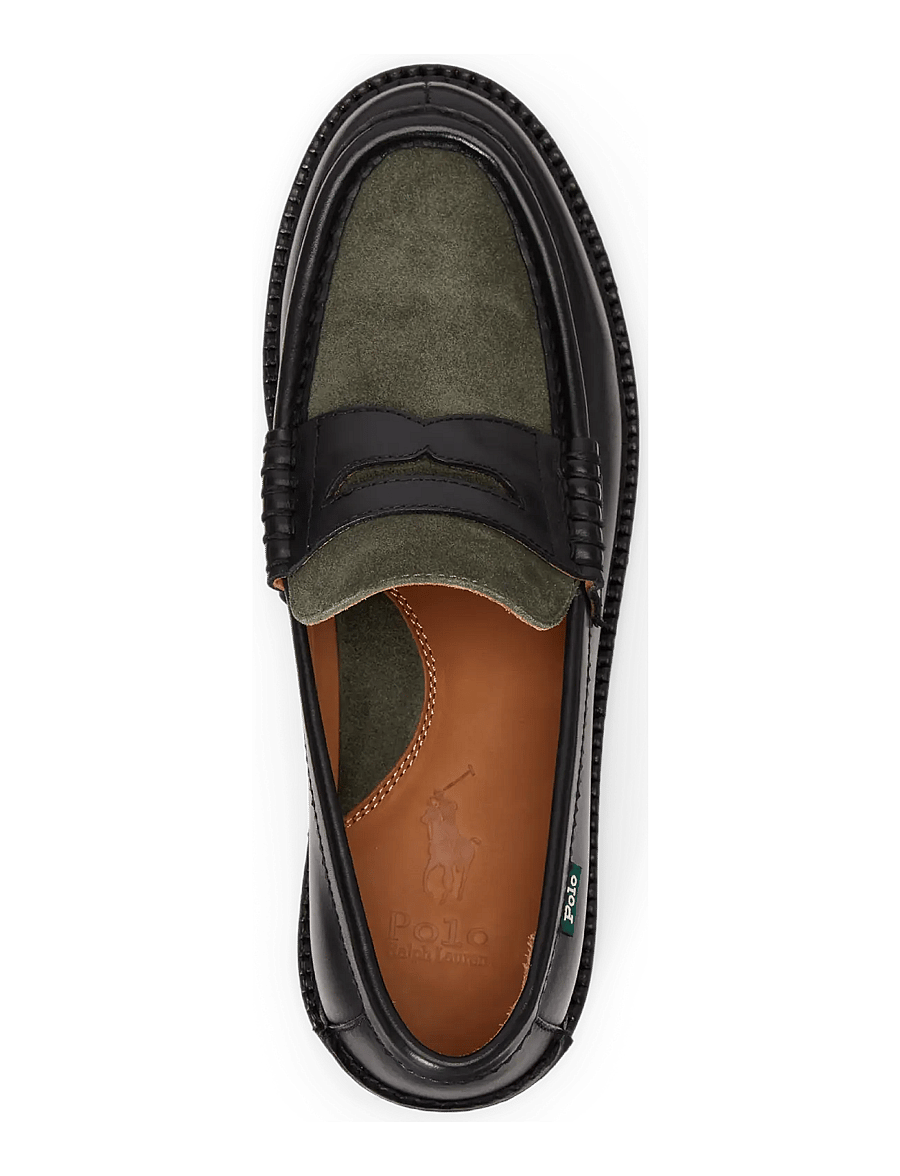 Polo Ralph Lauren - Jett Suede-Trim Leather Penny Loafer - osta olukorra järgi - black/olive - 2