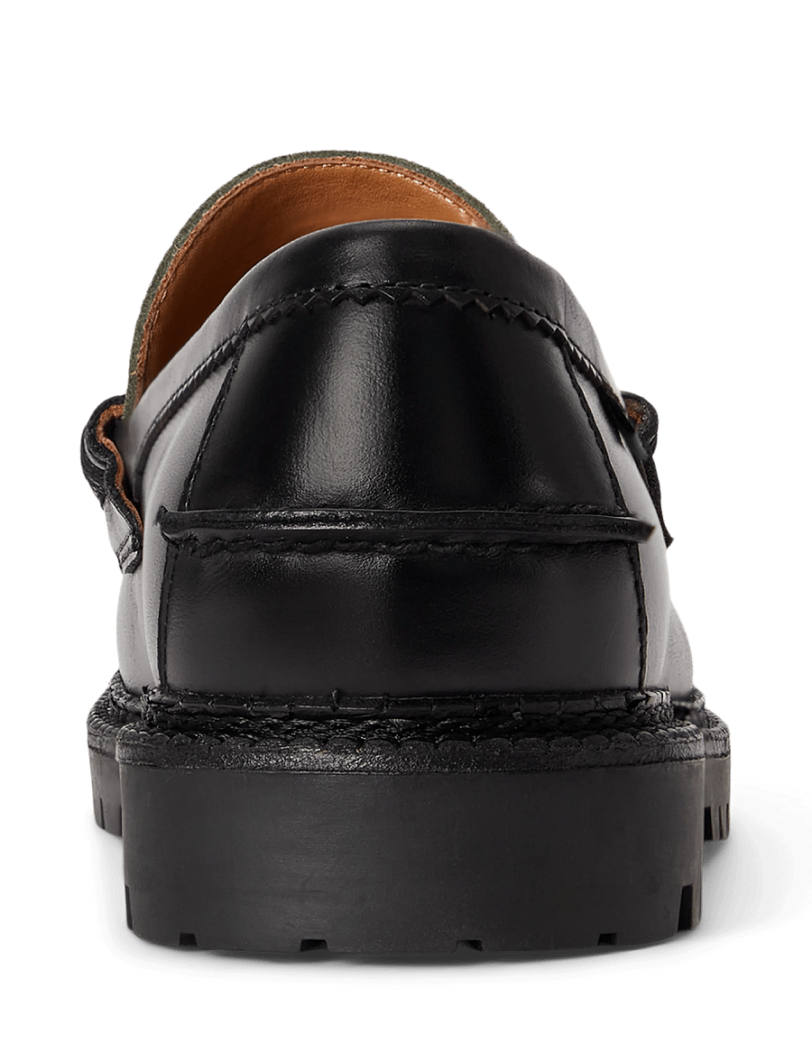 Polo Ralph Lauren - Jett Suede-Trim Leather Penny Loafer - osta olukorra järgi - black/olive - 3