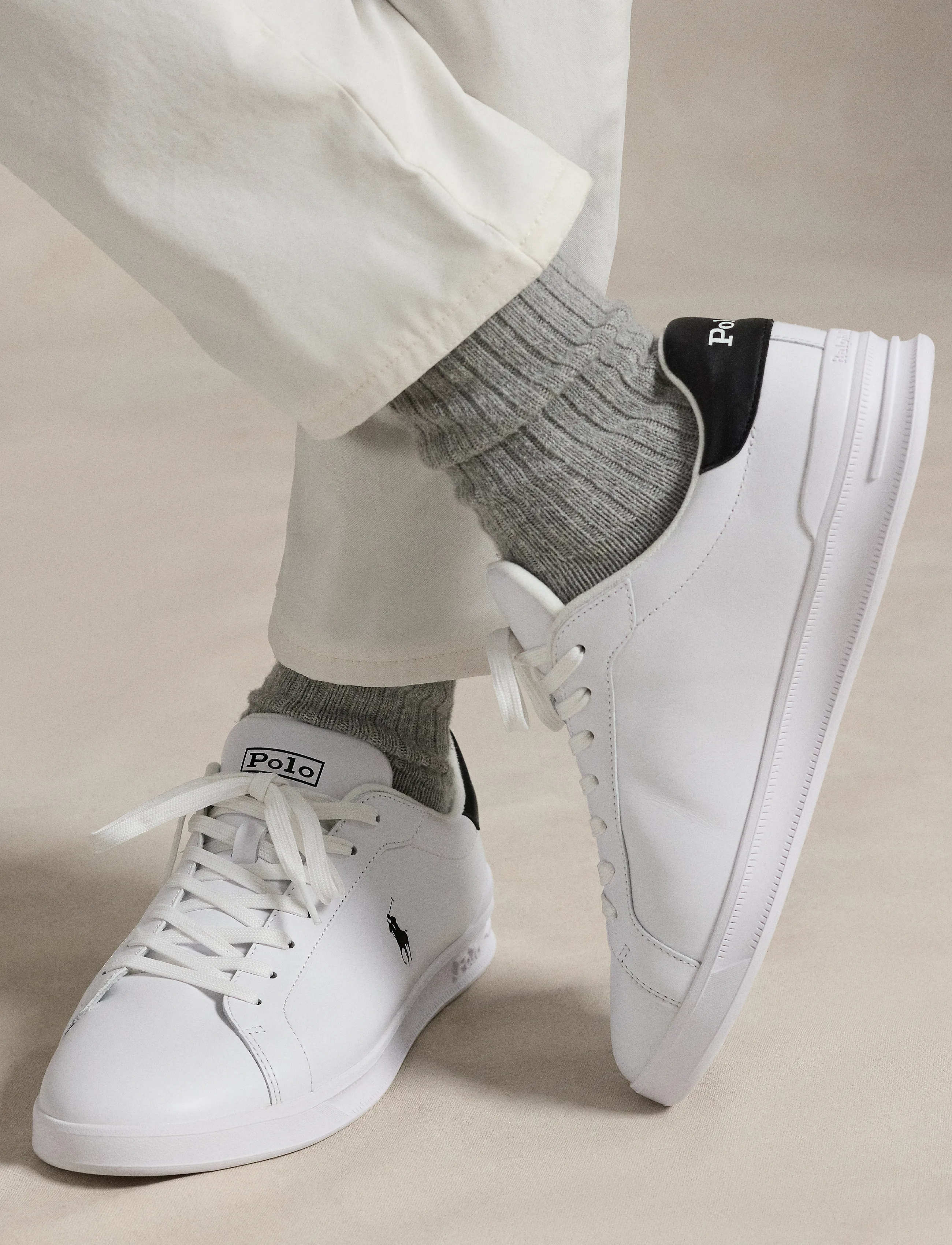 Polo Ralph Lauren Heritage Court II Leather Sneaker - Shop by style - WHITE/BLACK PP / white