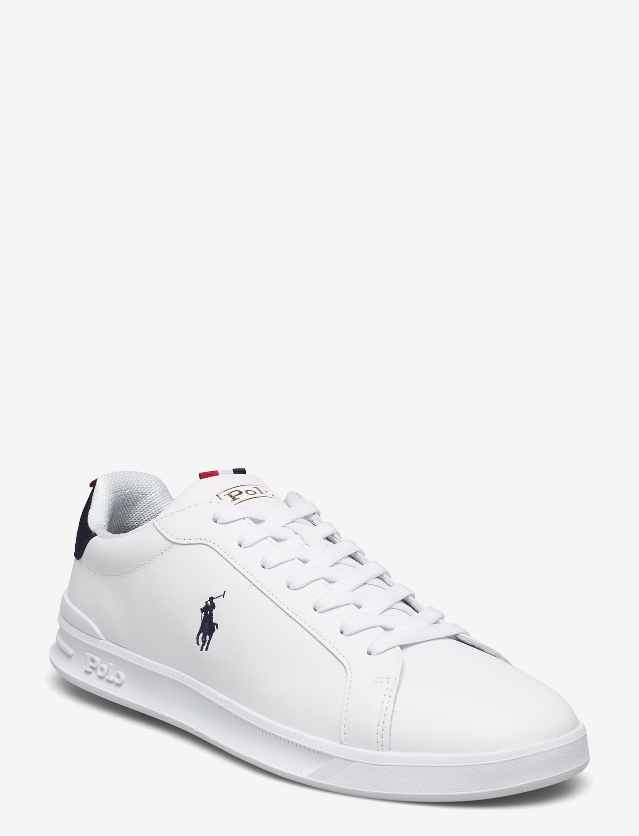 Polo Ralph Lauren - Heritage Court II Leather Sneaker - ar pazeminātu potītes daļu - white/navy/red - 0