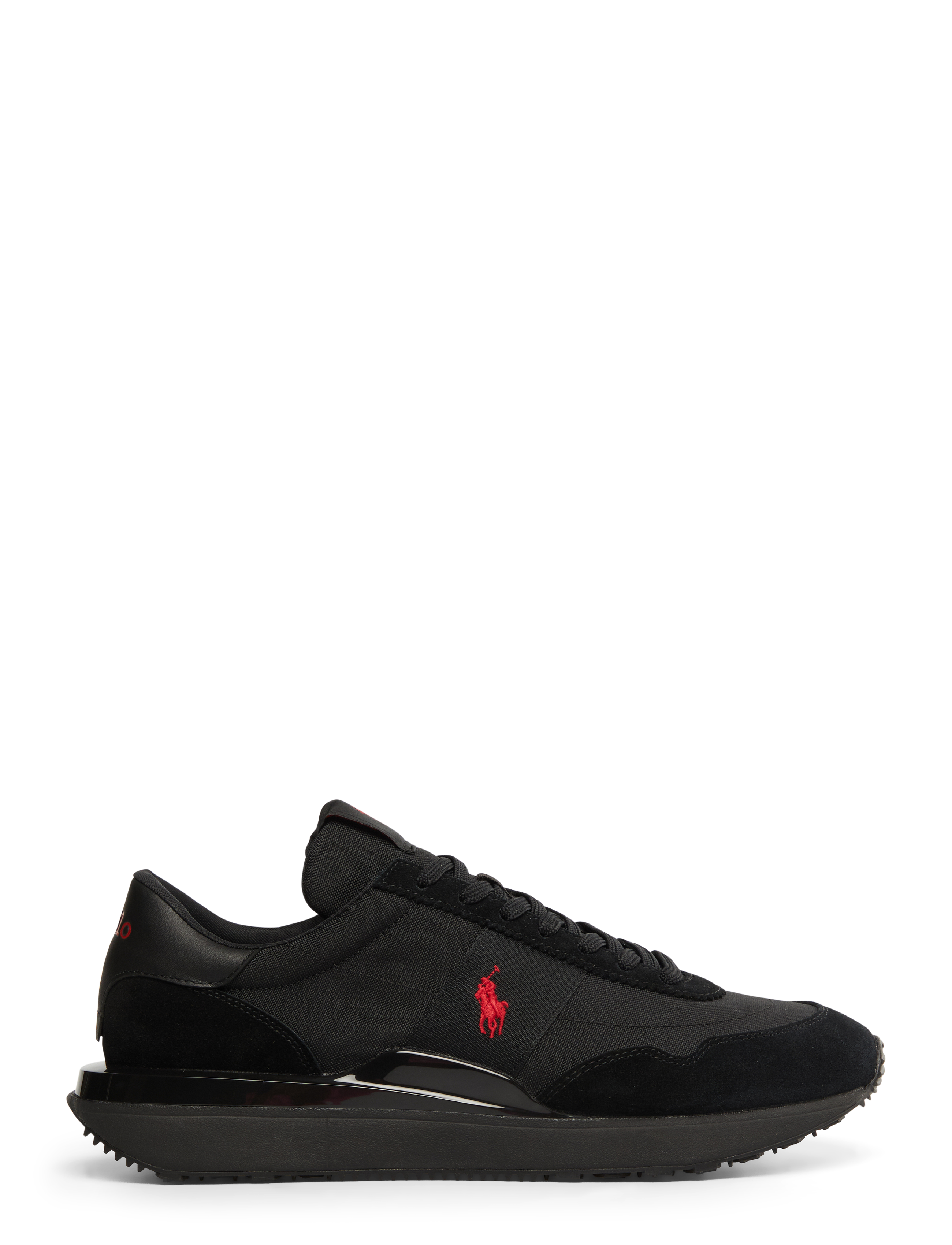 Polo Ralph Lauren Train 89 Suede & Oxford Sneaker - Deals - TRIPLE BLACK/RED / black