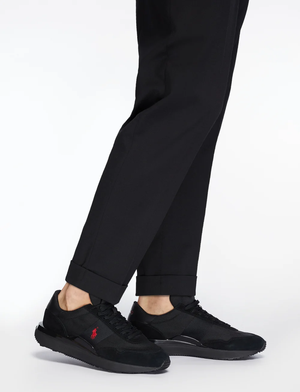 Polo Ralph Lauren - Train 89 Suede & Oxford Sneaker - låga sneakers - triple black/red - 0