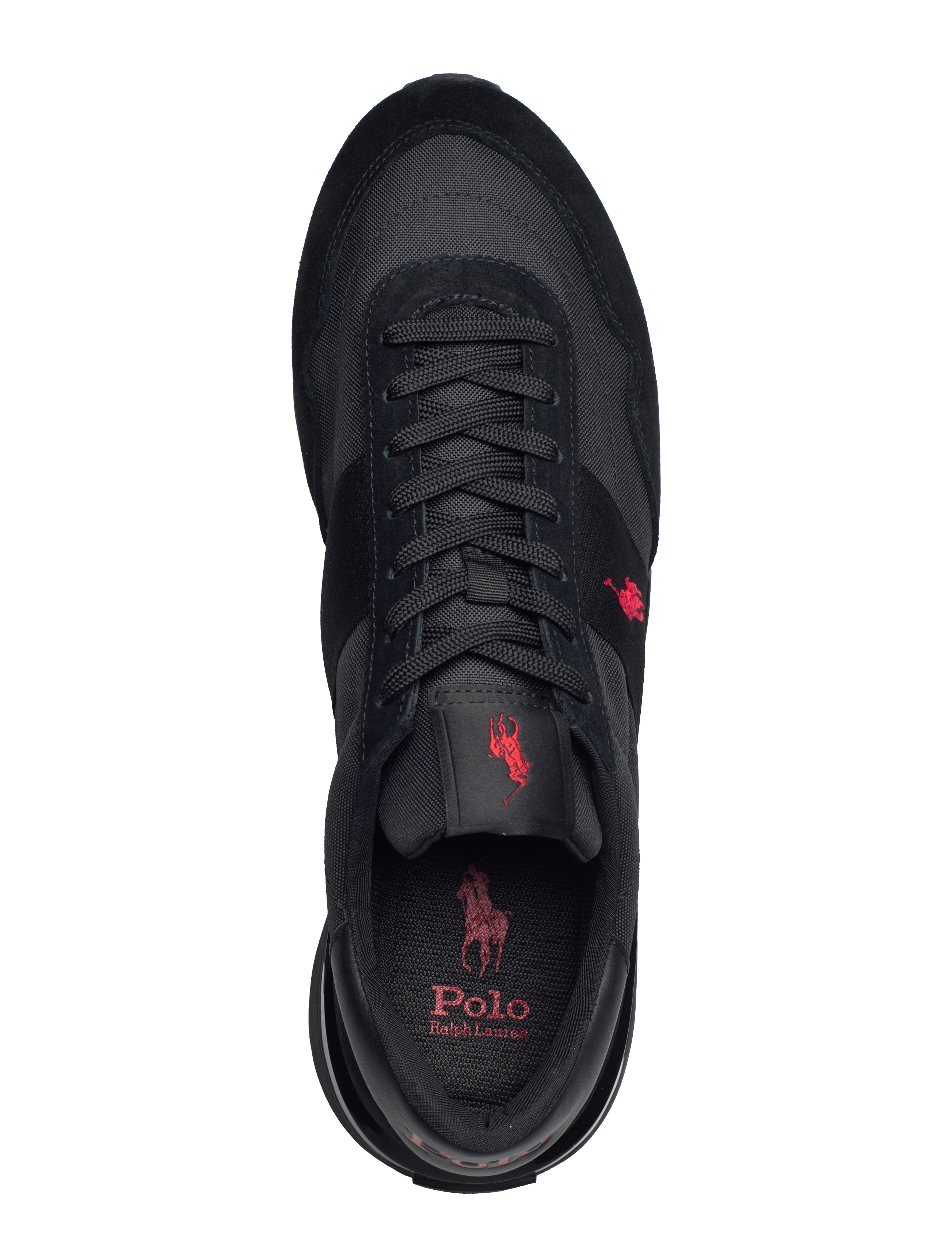 Polo Ralph Lauren - Train 89 Suede & Oxford Sneaker - niedriger schnitt - triple black/red - 4