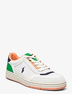 Court Sport Leather-Suede Sneaker - WHITE/NAVY/ORANGE