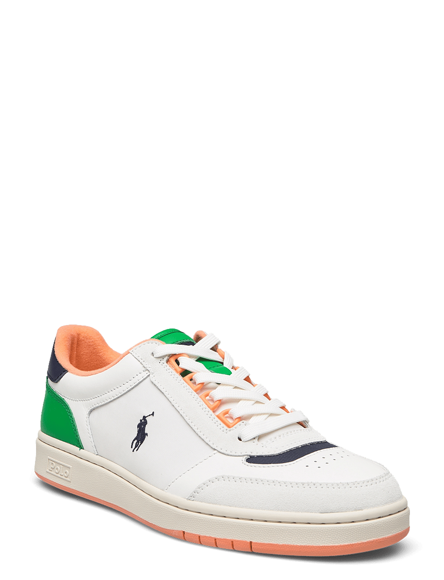 Polo Ralph Lauren - Court Sport Leather-Suede Sneaker - white/navy/orange - 0