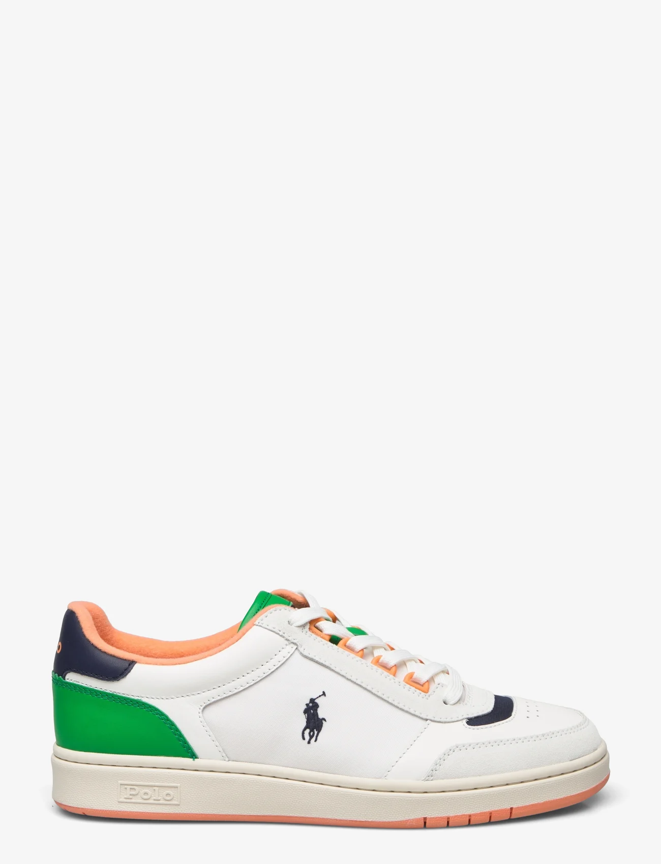 Polo Ralph Lauren - Court Sport Leather-Suede Sneaker - niedriger schnitt - white/navy/orange - 1