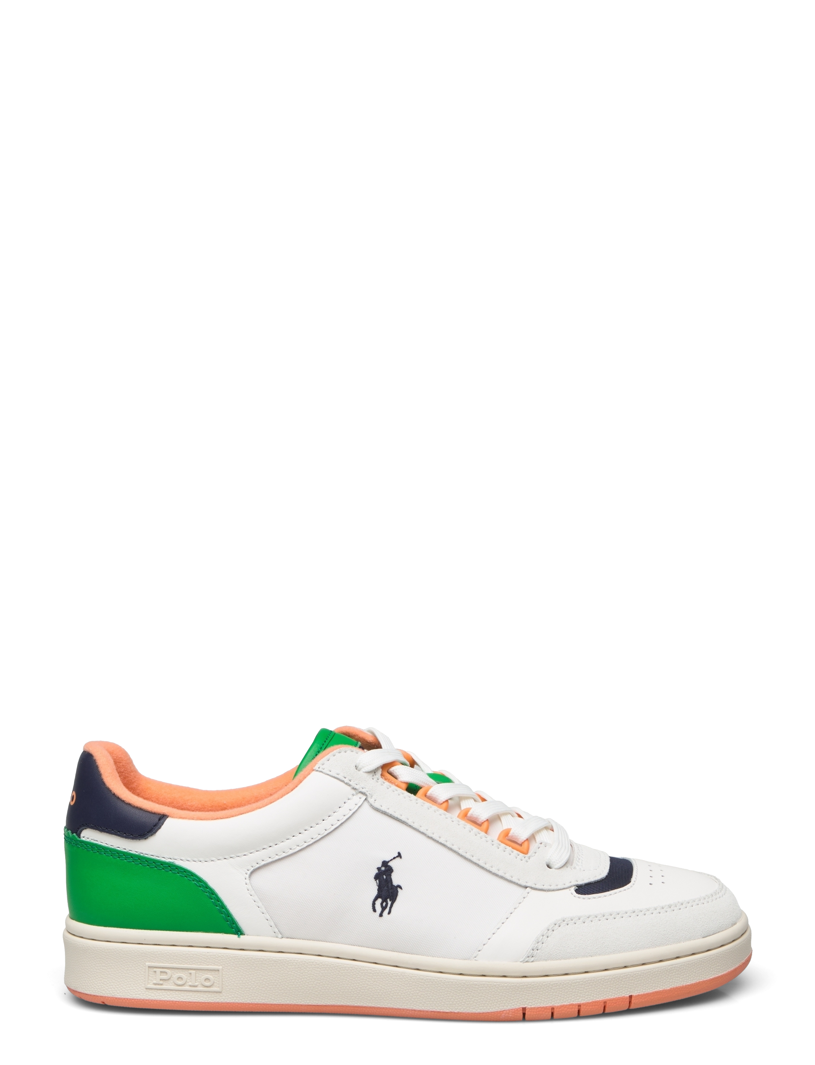 Polo Ralph Lauren - Court Sport Leather-Suede Sneaker - white/navy/orange - 1