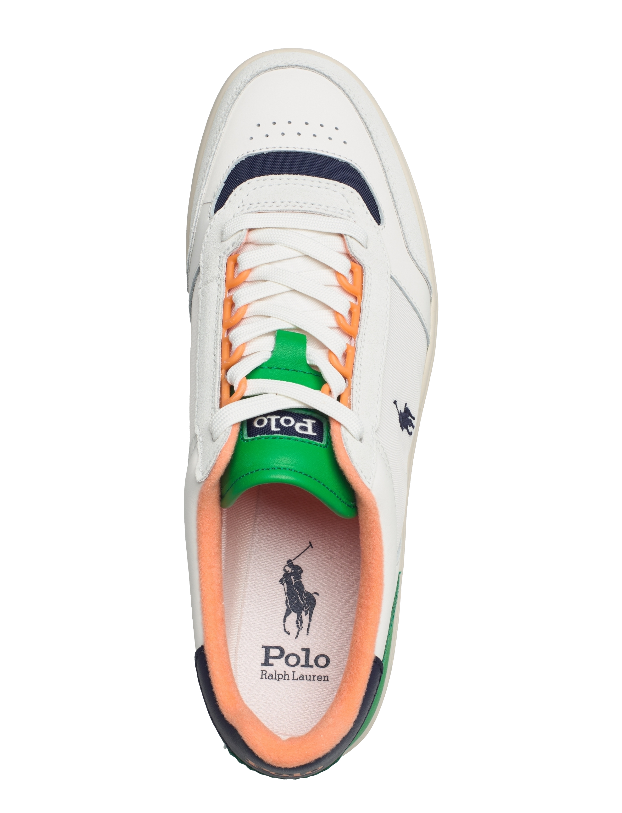 Polo Ralph Lauren - Court Sport Leather-Suede Sneaker - white/navy/orange - 3